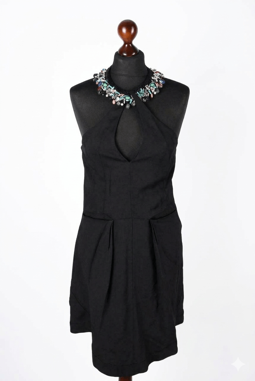 Emporio Armani Women's Emporio Armani Beaded Neckline Black Dress Size S Size S / US 4 / IT 40 - 1 Thumbnail