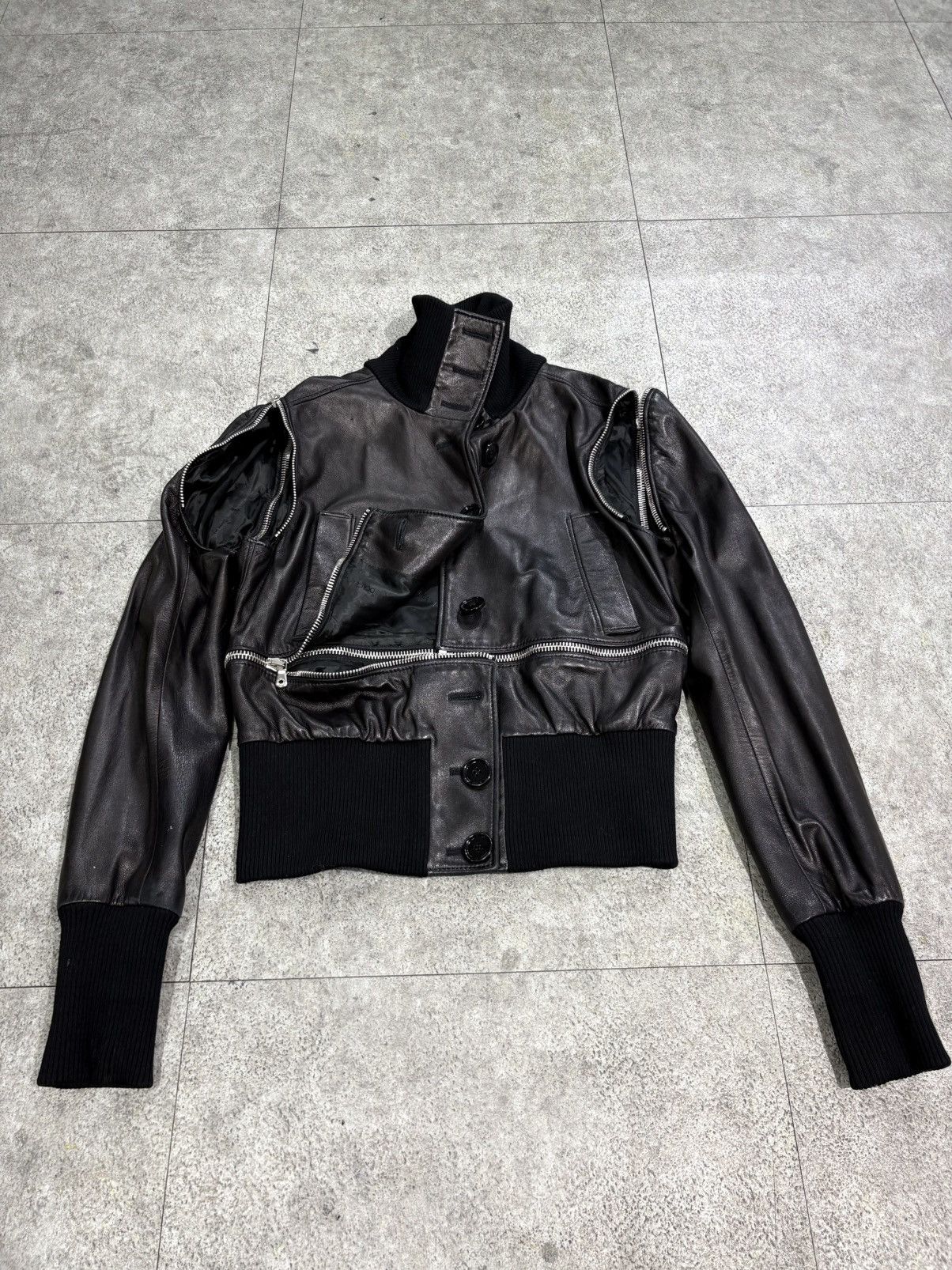 Dolce & gabbana Multi-Zip Convertible Leather Bomber Jacket
