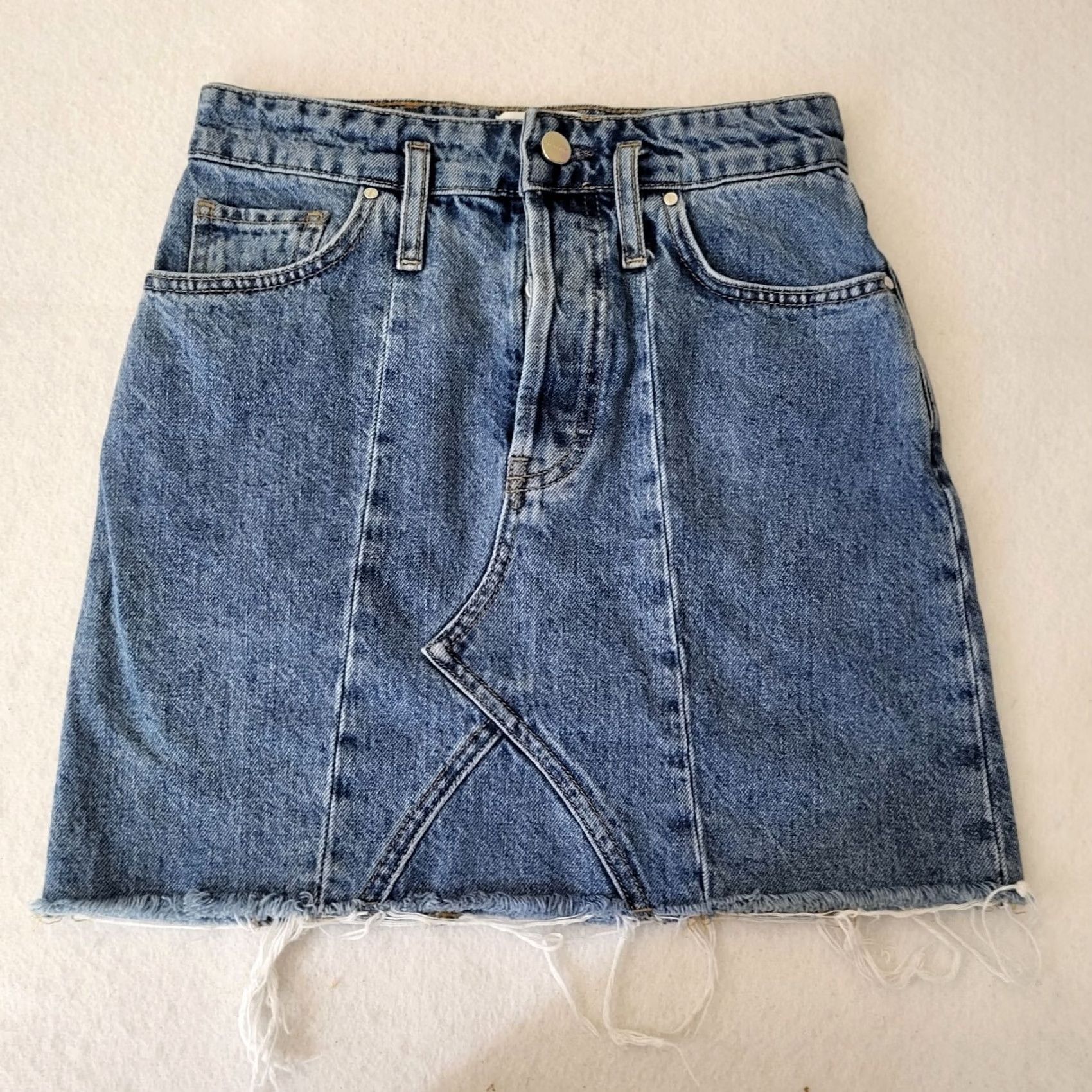 Anine Bing ANINE BING Skirt Denim Connie Mini 23 Blue Cotton Button Short Regular Women's Size 40" / US 18 - 2 Thumbnail