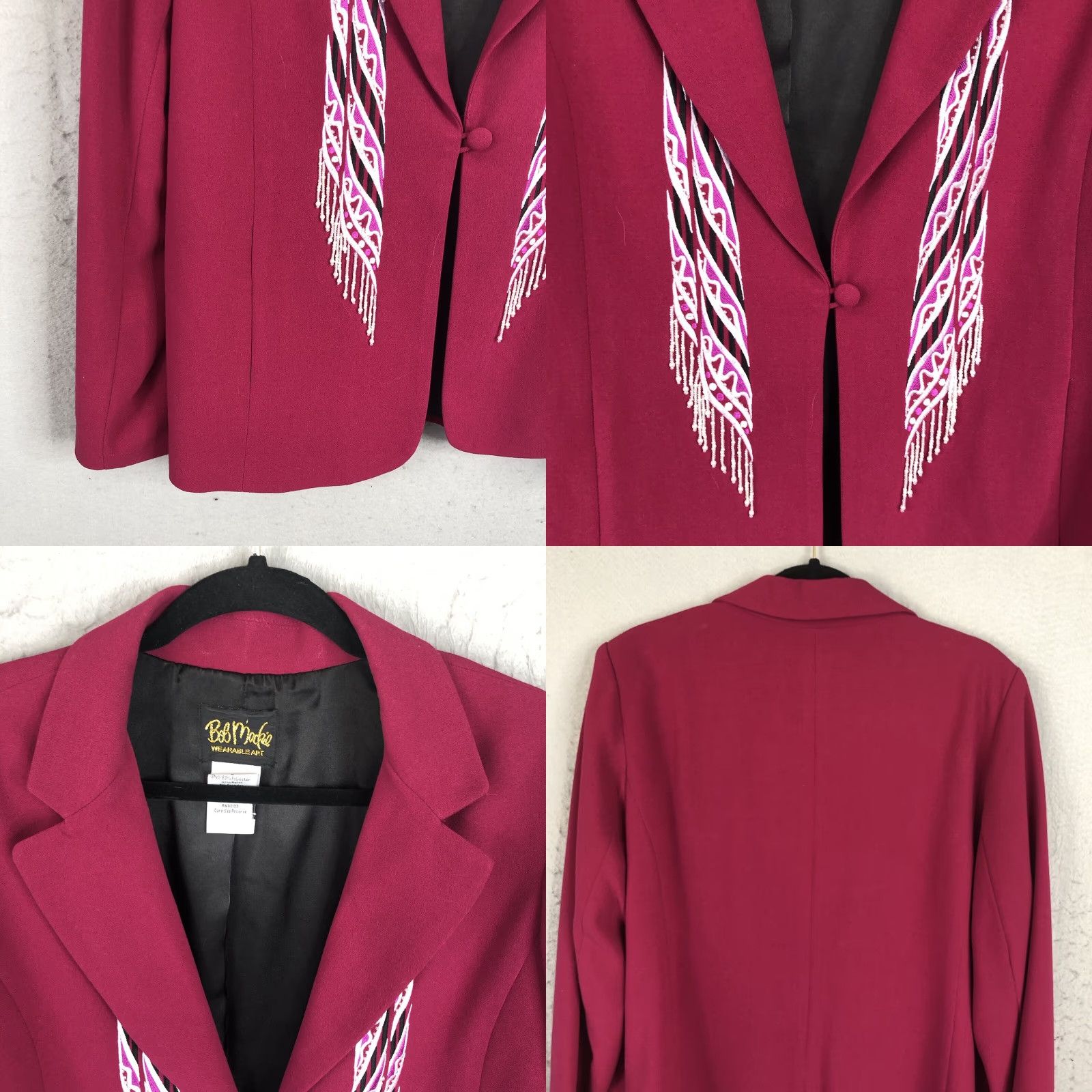 Bob Mackie VINTAGE Bob Mackie Beaded Embroidered Purple Art To Wear Blazer Womens L Jacket Size L / US 10 / IT 46 - 9 Thumbnail