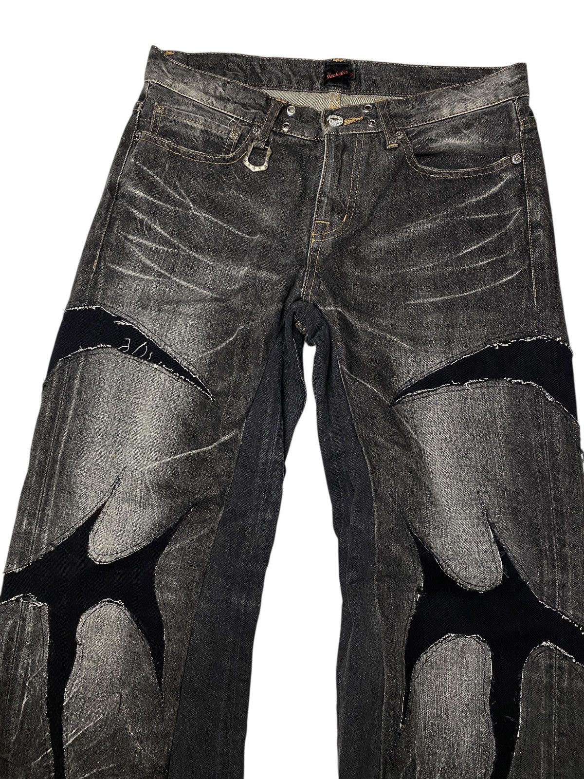 If Six Was Nine 2000's Jackrose Seawash Clawmark Tribal Flared Jeans Size US 30 / EU 46 - 2 Thumbnail