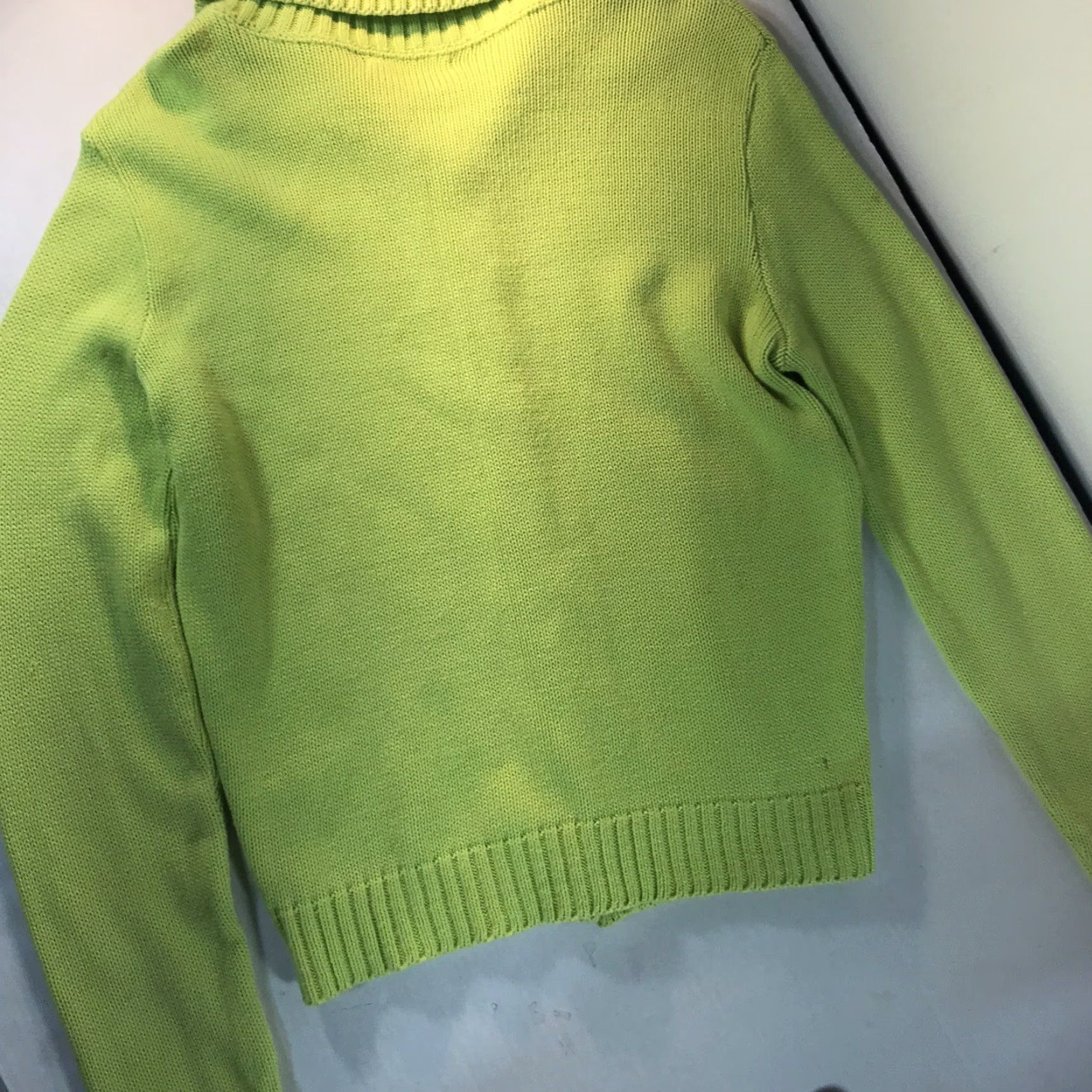 Saks Fifth Avenue VINTAGE Saks Fifth Avenue Women's Cardigan Sweater Fall Winter Spring Casual M Lime Green Cotton Knit Button US Size M / US 6-8 / IT 42-44 - 2 Thumbnail