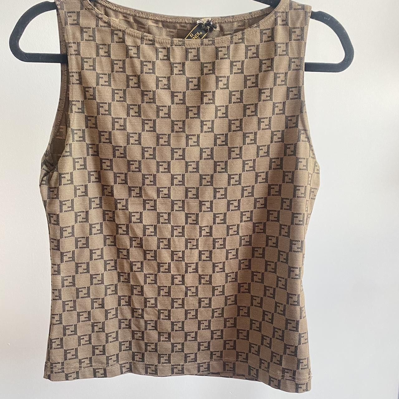 Image of Vintage Fendi Monogram Top in Browns, Women's (Size XS)