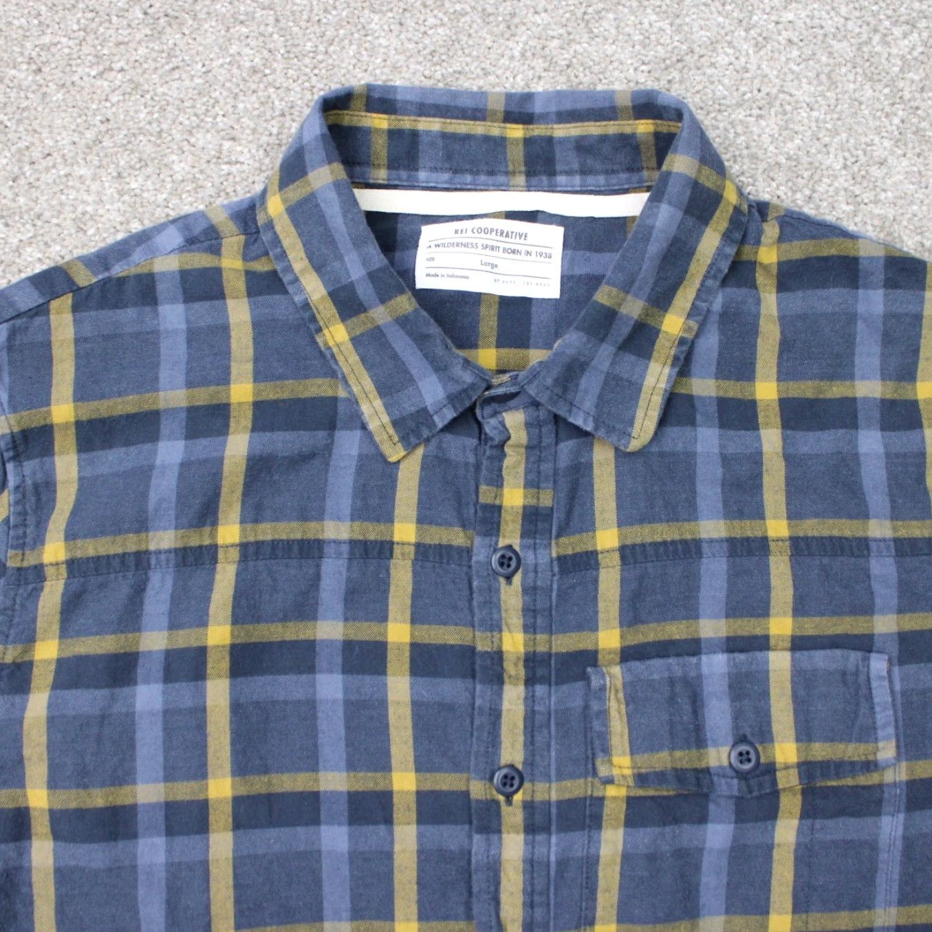 Vintage REI Co-op Shirt Mens Large Blue/Yellow Plaid Flannel Cotton Long Sleeve Button-Up Shirt Size US L / EU 52-54 / 3 - 4 Thumbnail
