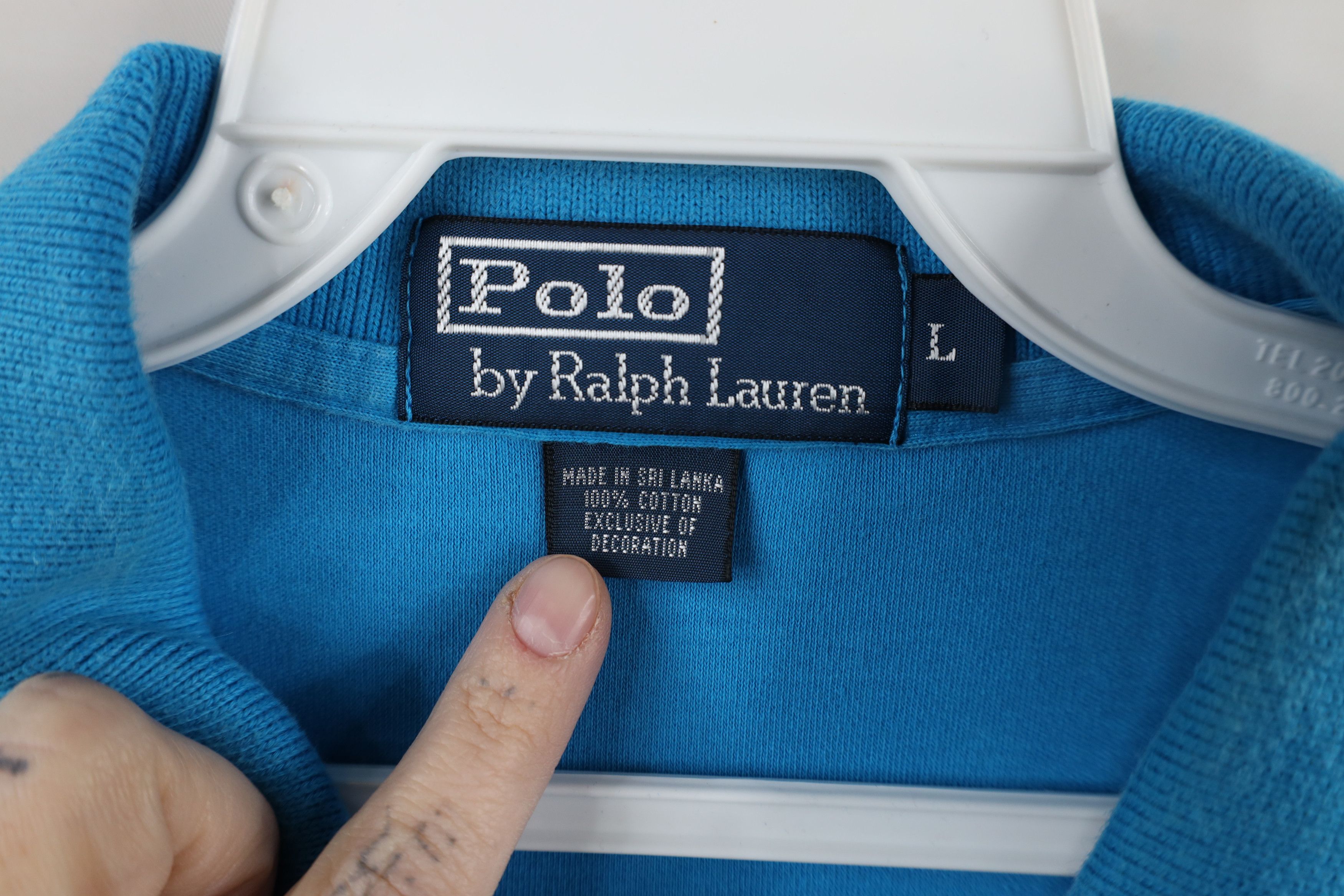 Ralph Lauren × Vintage Vintage 90s Ralph Lauren Cotton Knit Golf Polo Shirt Blue Size US L / EU 52-54 / 3 - 10 Thumbnail