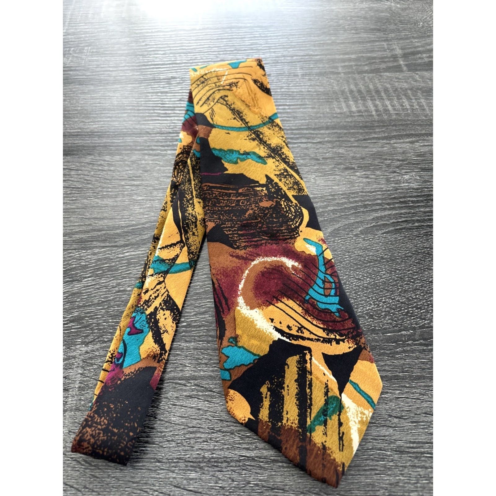 Vintage VINTAGE Landon's Tie Geometric Silk Tie Men Classic 57"-60" Orange Handmade Size ONE SIZE - 2 Thumbnail