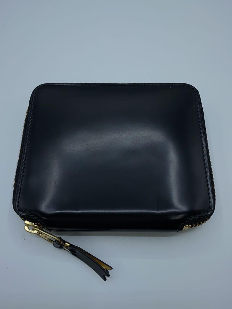 Wallet Round zipper metallic color bi-fold plain Black