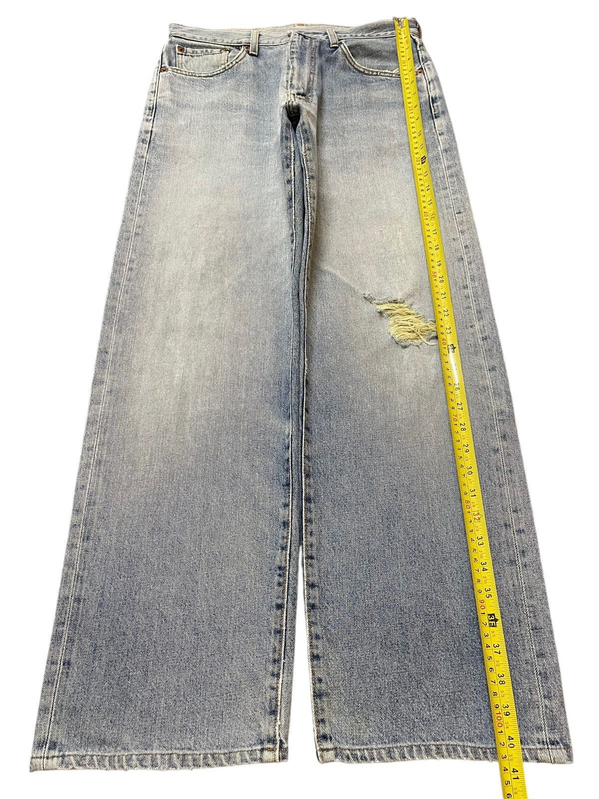 KMRii Vintage Japanese Brand Blue Faded Wash Distress Baggy Jeans Size US 31 - 12 Thumbnail