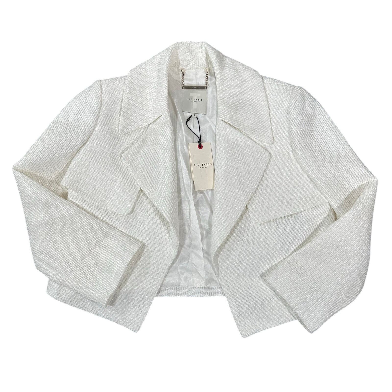 Ted Baker Ted Baker Shiroi Textured Weave Woven Jacket White Size 0 Size XS / US 0-2 / IT 36-38 - 3 Thumbnail