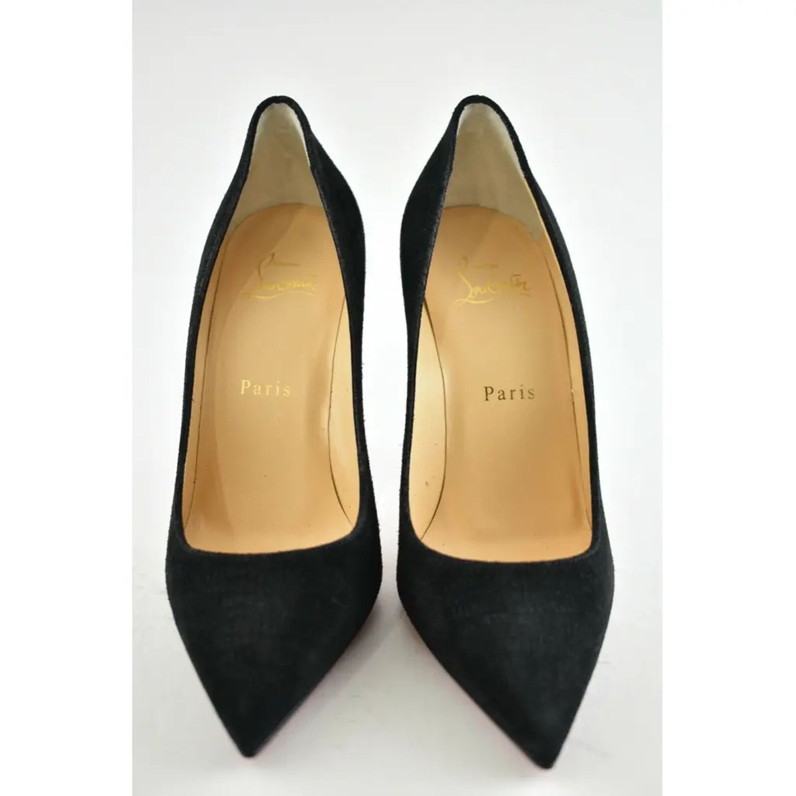 Christian Louboutin Kate 100 Black Suede Guana Classic Pointed Toe Heel Pump 37 Size US 7 / IT 37 - 5 Thumbnail