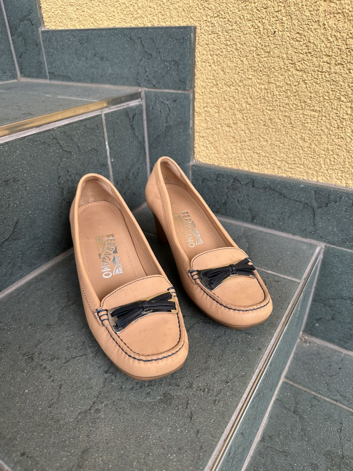 Salvatore Ferragamo Salvatore Ferragamo Women Heels Brown Beige Vintage Italy Size US 6 / IT 36 - 2 Thumbnail