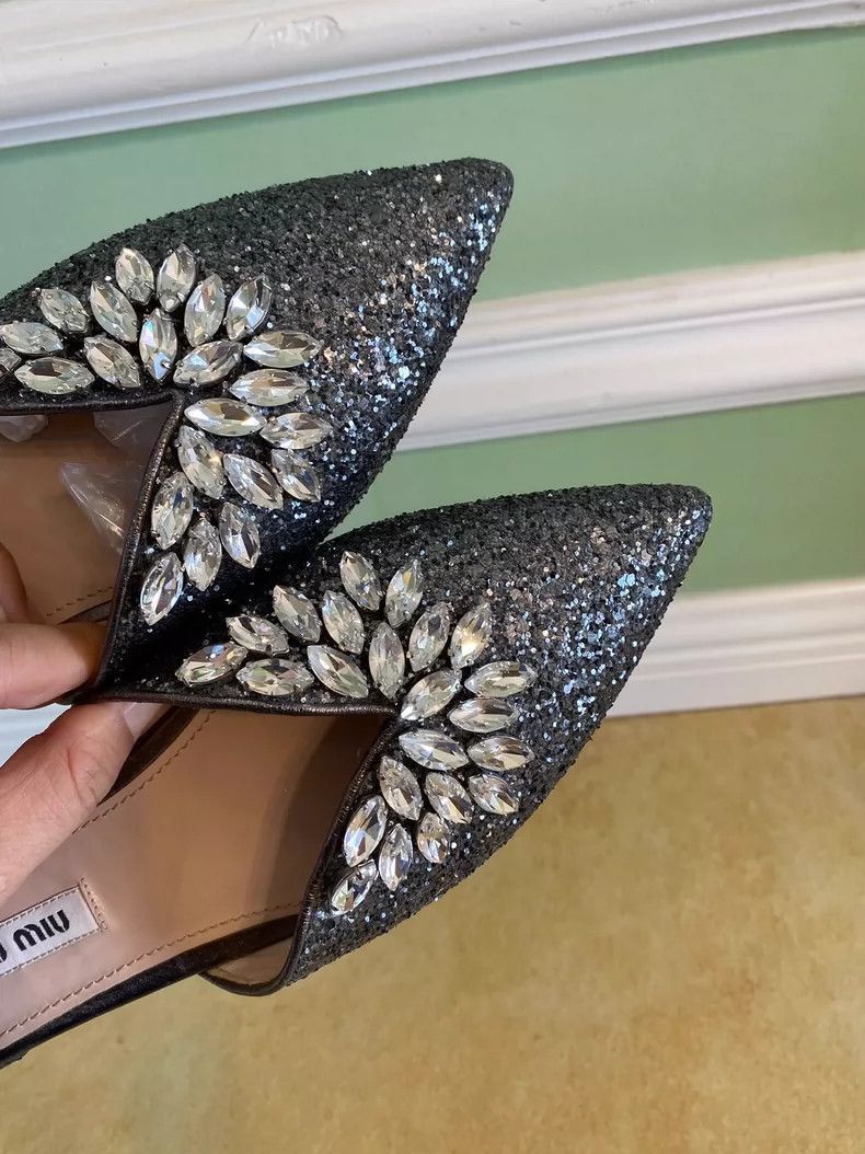 Prada Stylish MiuMiu Bling Sandal Flats for Women -2505 Size US 6 / IT 36 - 2 Thumbnail