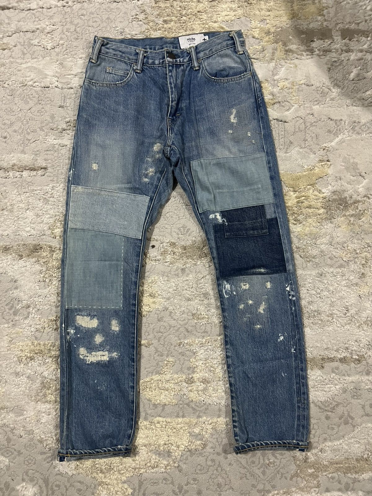 FDMTL Niche 🇯🇵 Made Indigo Selvedge Denim Boro Patchwork Thrashed Size US 28 / EU 44 - 1 Thumbnail