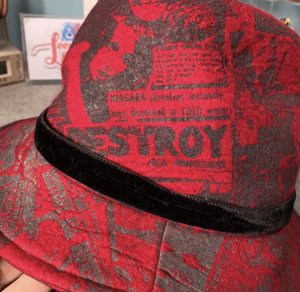 Hysteric Glamour Archival HYSTERIC GLAMOUR Full Print Wool Fedora Hat Size ONE SIZE - 4 Thumbnail