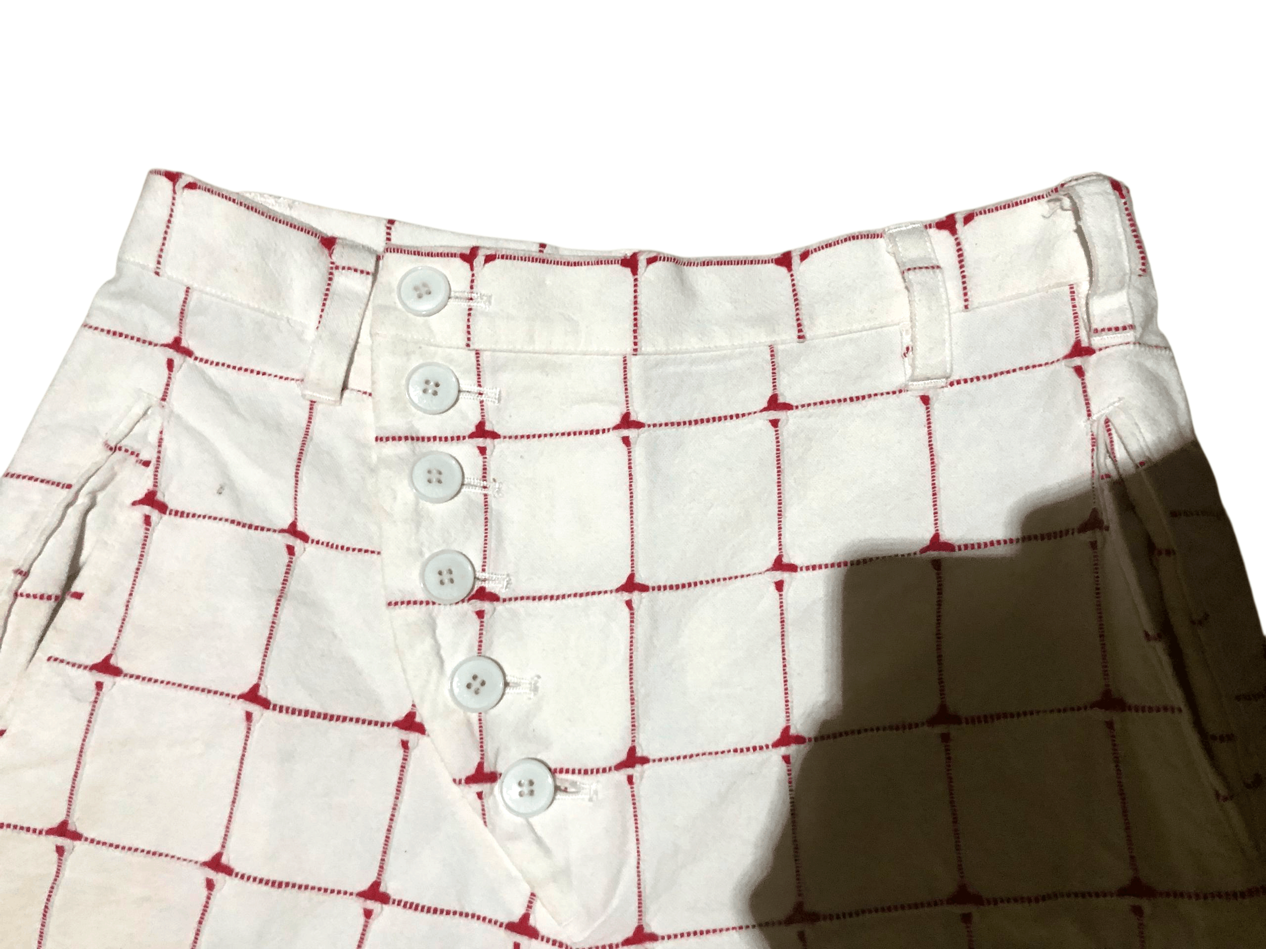 Ne-Net Japanese Brand Issey Miyake Né-net Red Grid Stitched Size 28" / US 6 / IT 42 - 2 Thumbnail