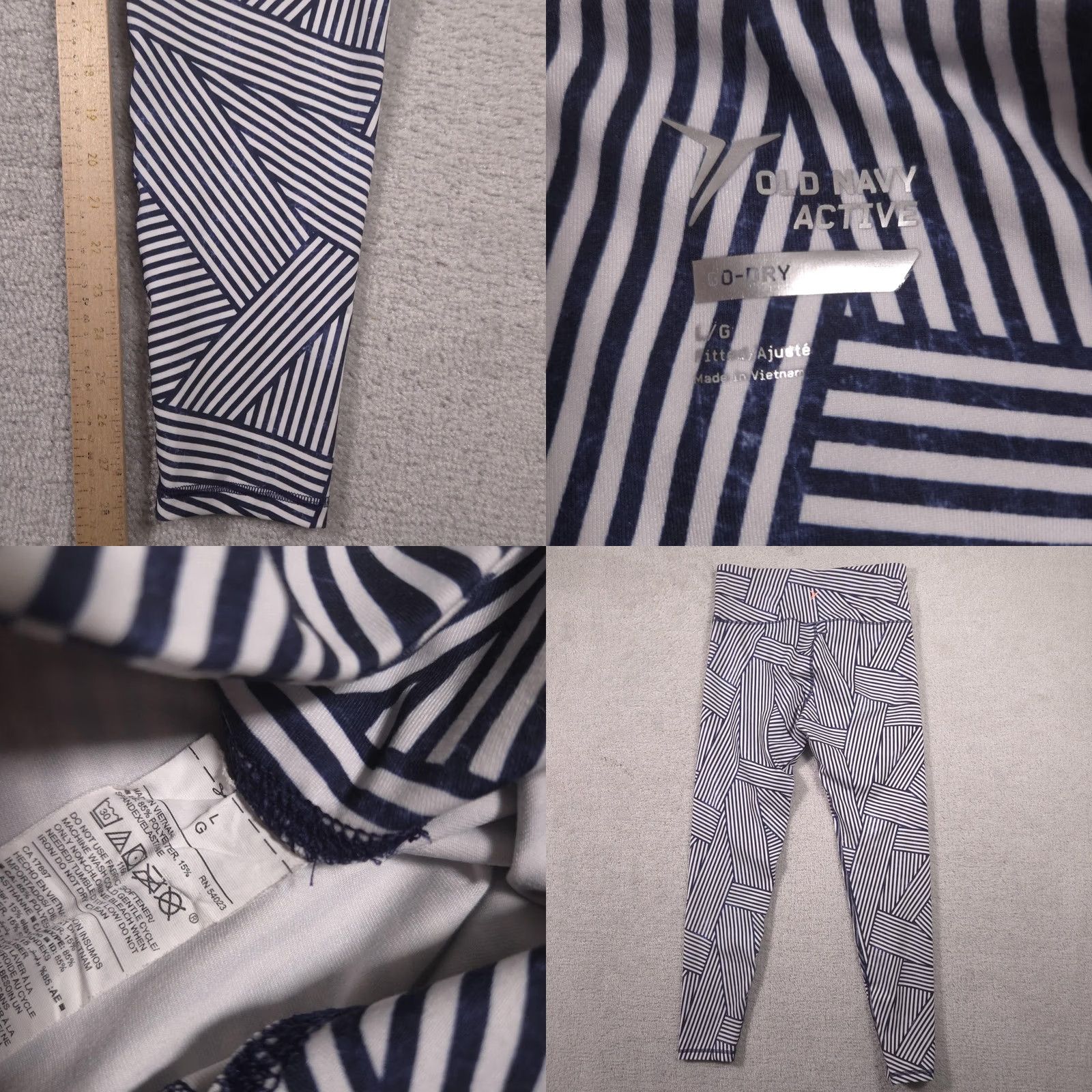 Old Navy Old Navy Go-Dry Leggings Womens Large Blue Stripe High Rise Ankle Athletic Yoga Size 36" / US 14 / IT 50 - 8 Thumbnail