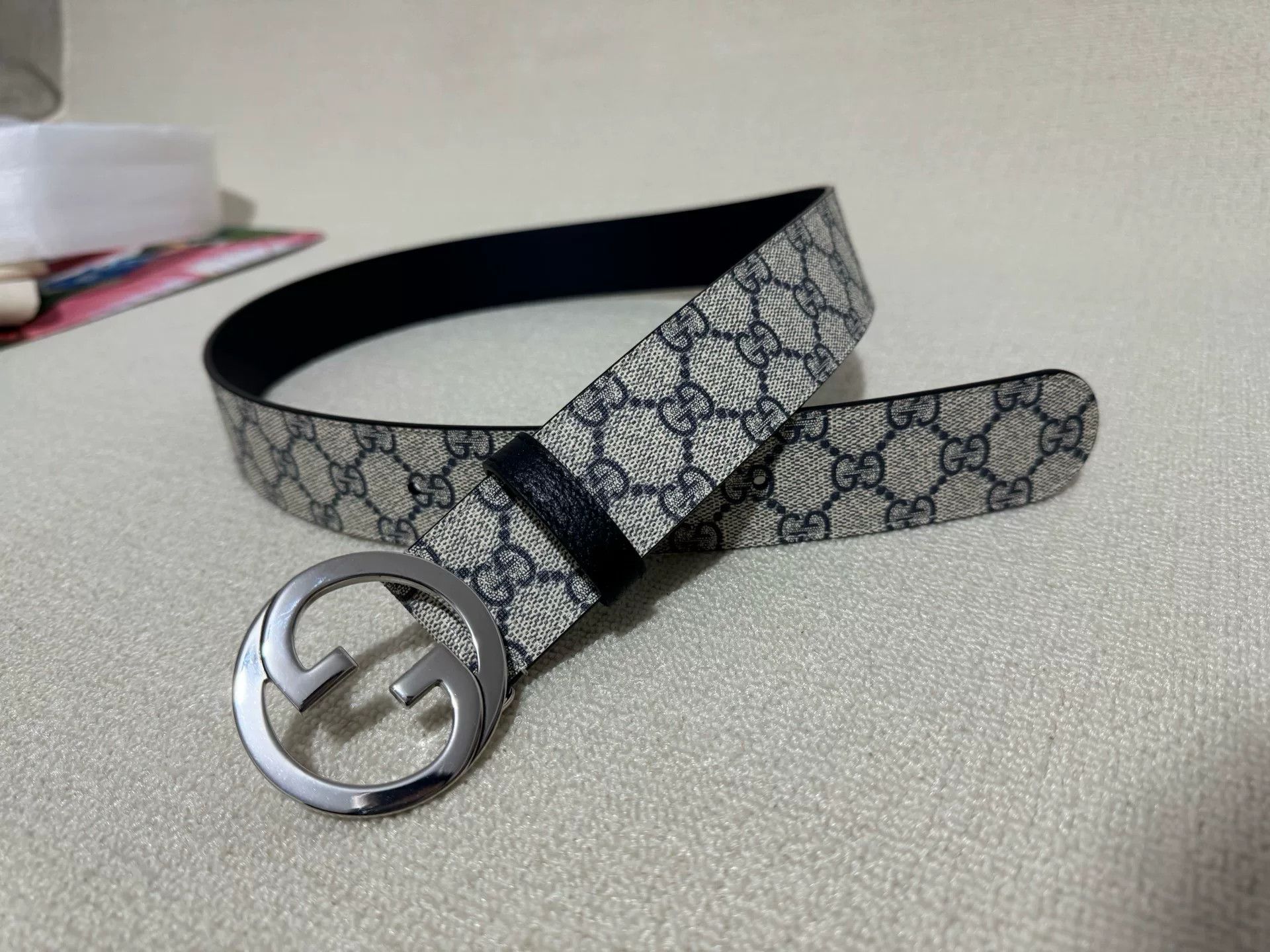 Gucci Gucci Monogram Double G Logo Belt 4cm Size ONE SIZE - 1 Thumbnail