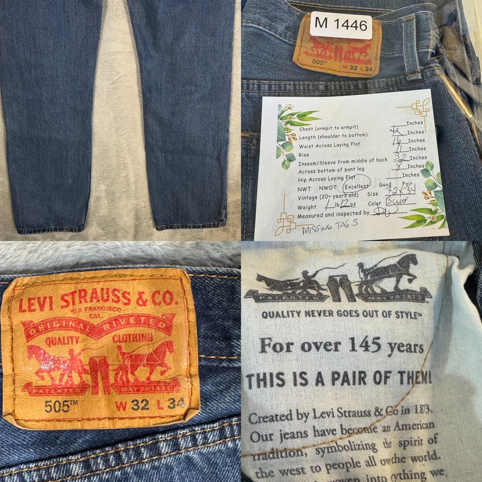 Levi's Levi’s 505 Men’s Jeans 32x34 Blue Denim Stretch Mid-Rise Straight Leg Jeans Shirt? Size US 32 / EU 48 - 8 Thumbnail