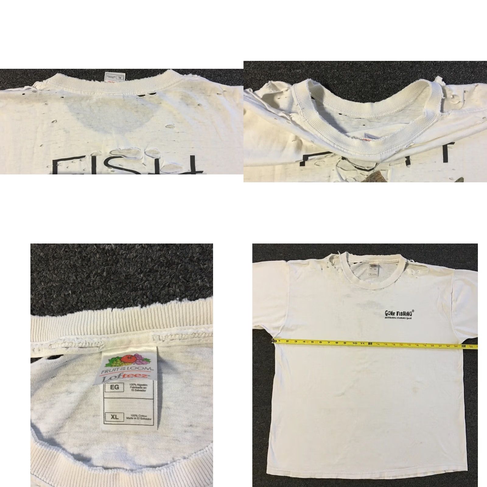 Thrasher VINTAGE Destroyed Shirt XL White Funny Joke "Fish Tremble At My Name" Grunge 90s Y2K Casual Mens Shirt Size US XL / EU 56 / 4 - 10 Thumbnail