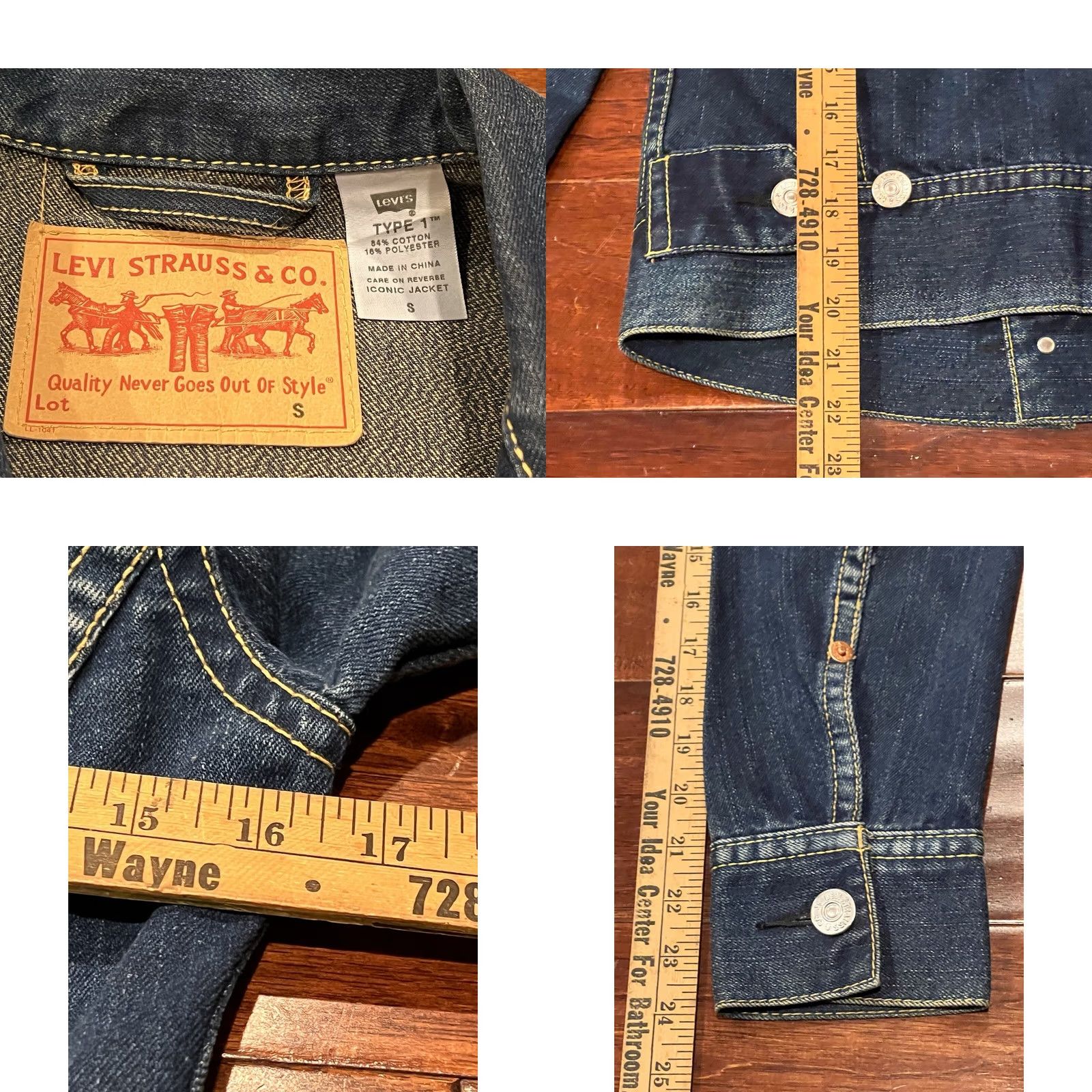 90s Cropped Trucker Jacket - Dark Wash | Levi VINTAGE Levi\'s Blue 2 Button Pocket Women\'s Small Cropped Back Logo Denim Trucker Jacket