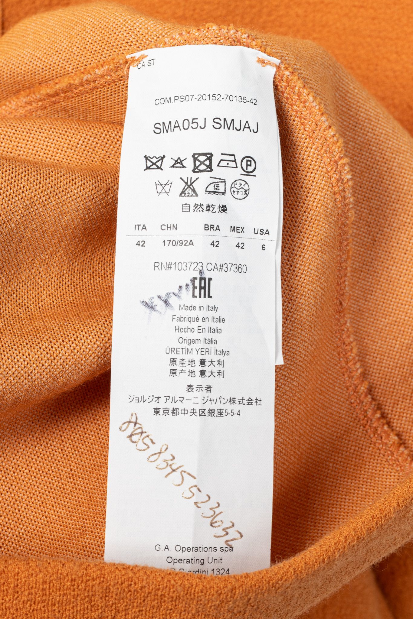 Armani Collezioni Armani Collezioni Orange Wool-Terry Sleeveless Sheath Dress Size M / US 6-8 / IT 42-44 - 8 Thumbnail
