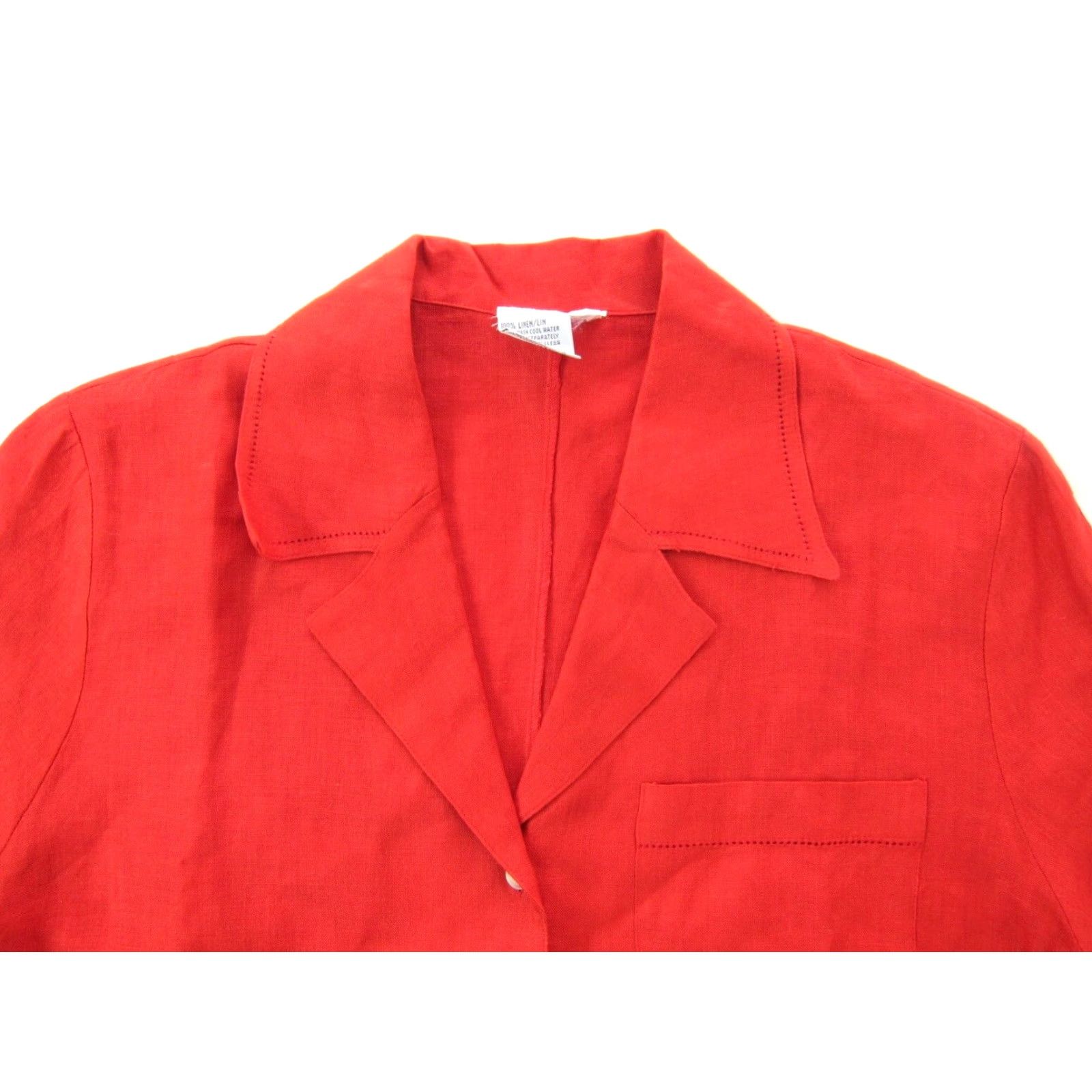 Vintage VINTAGE Carry Back 100% Linen Red Collared Button Down Short Sleeve Blouse 8 Size M / US 6-8 / IT 42-44 - 4 Thumbnail