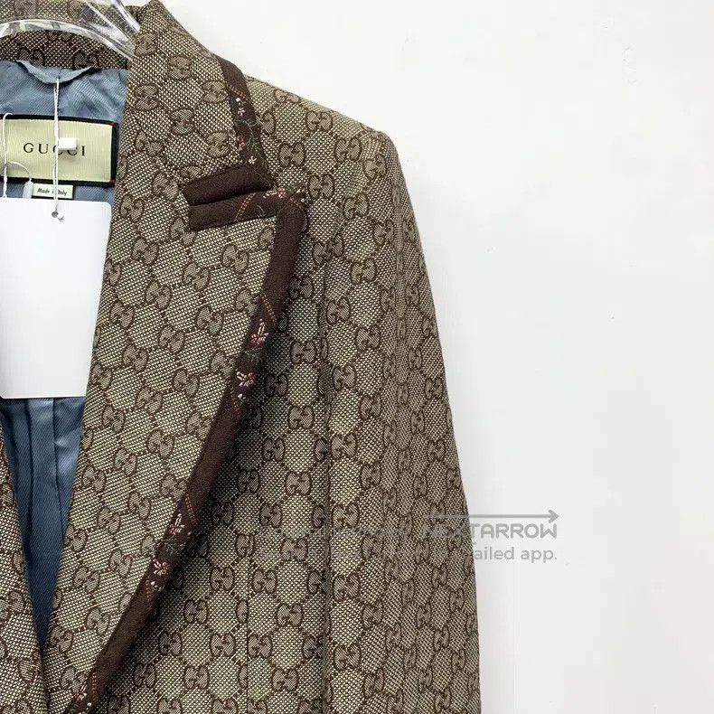Gucci Gucci Dark brown logo jacquard full-print cotton lapel sin Size XS / US 0-2 / IT 36-38 - 3 Thumbnail