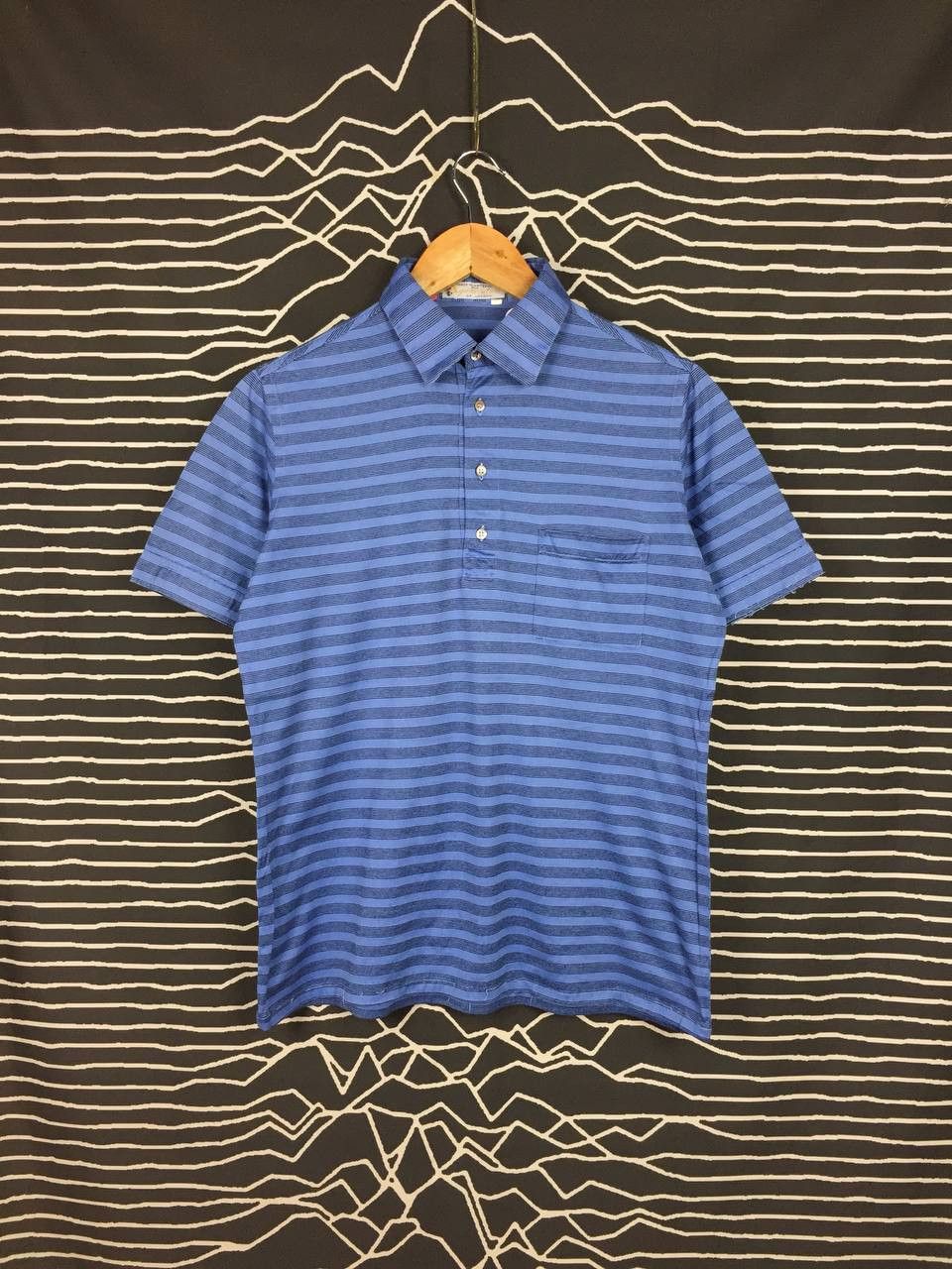 Aquascutum × Designer × Vintage Vtg 80s Aquascutum of London Striped Retro Polo Tee Size US M / EU 48-50 / 2 - 1 Thumbnail