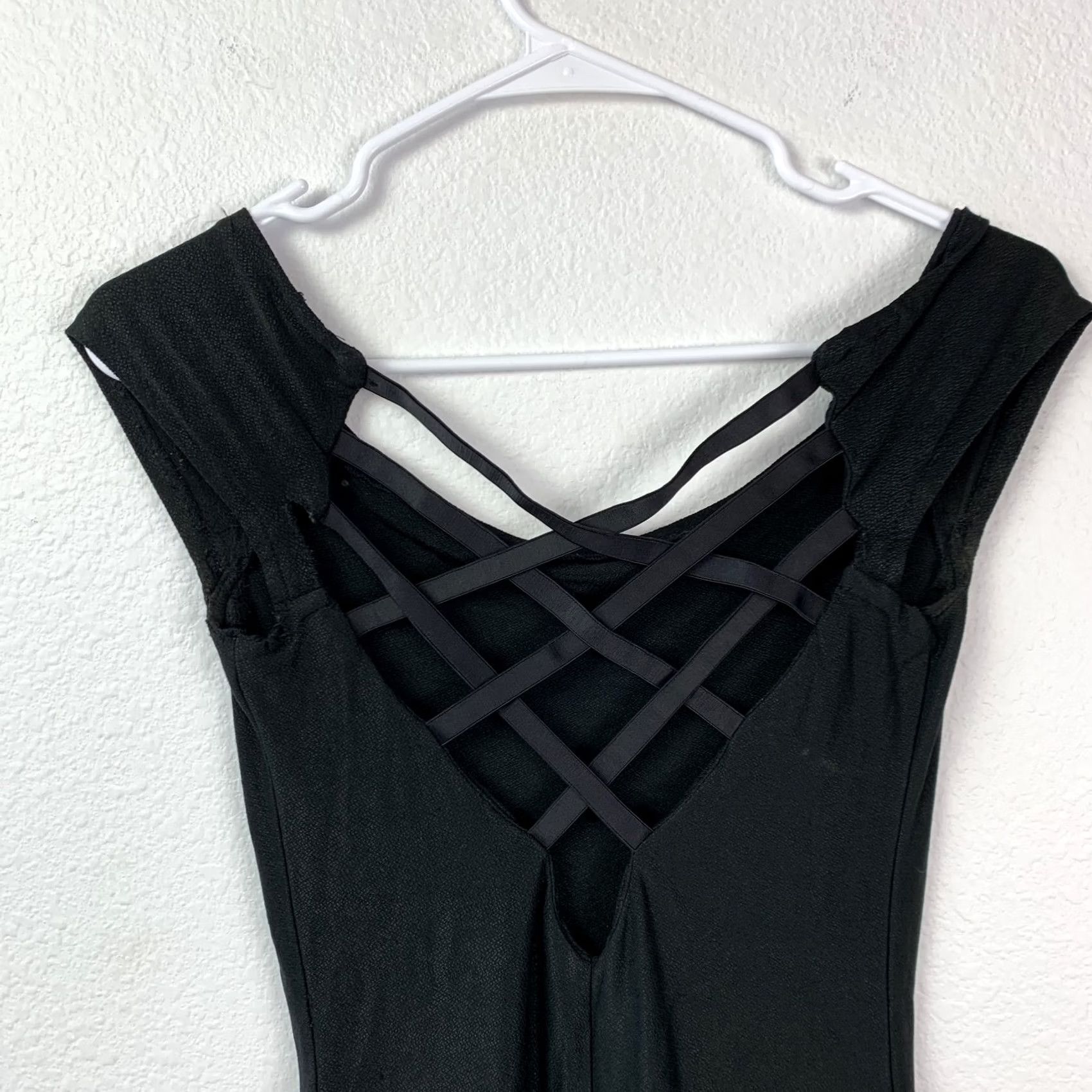 Jessica McClintock VINTAGE Jessica McClintock Gunne Sax Black Mini Dress M Strappy Back Size M / US 6-8 / IT 42-44 - 3 Thumbnail