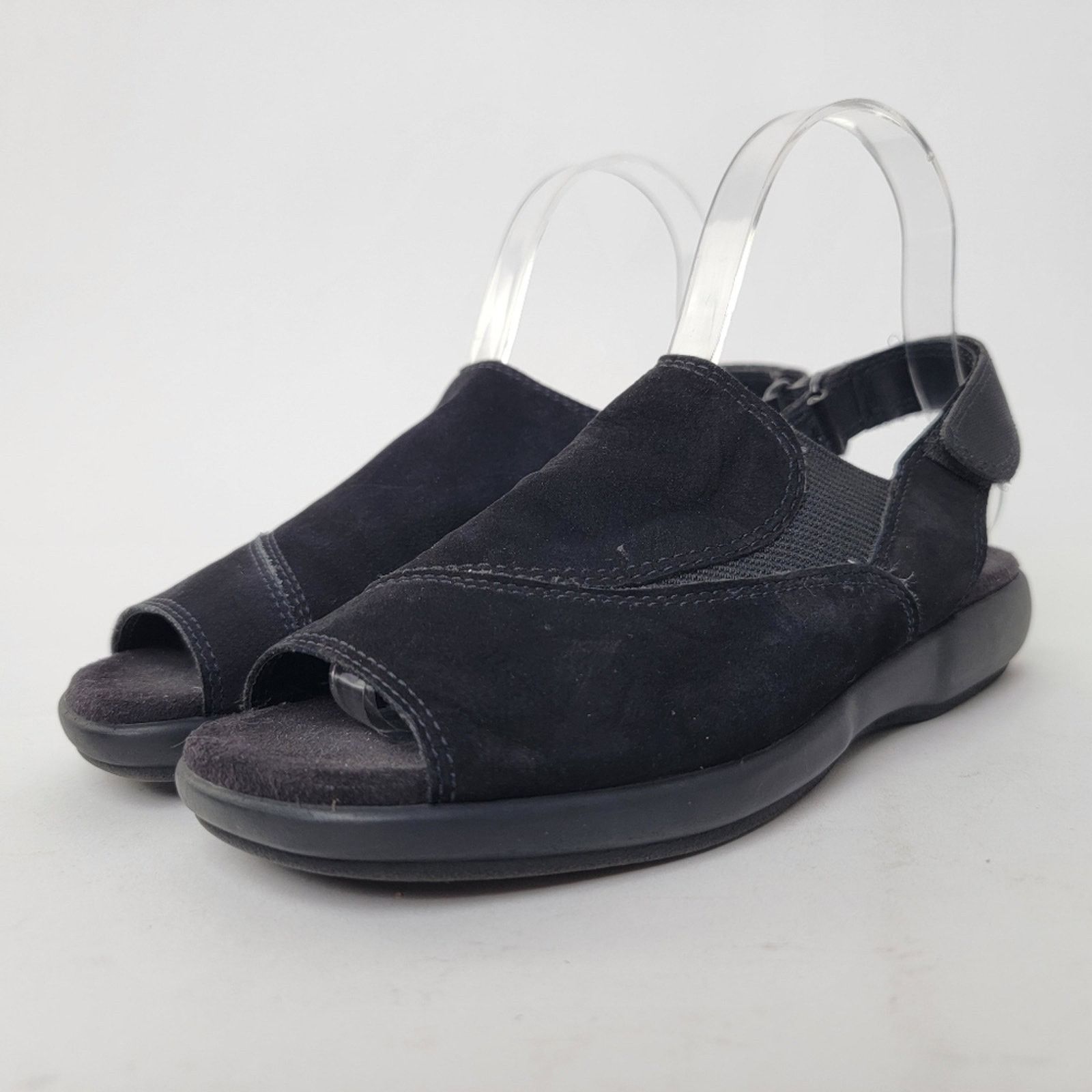 Ecco Ecco Black Suede Peep Toe Sandals - 6 Size US 6 / IT 36 - 5 Thumbnail