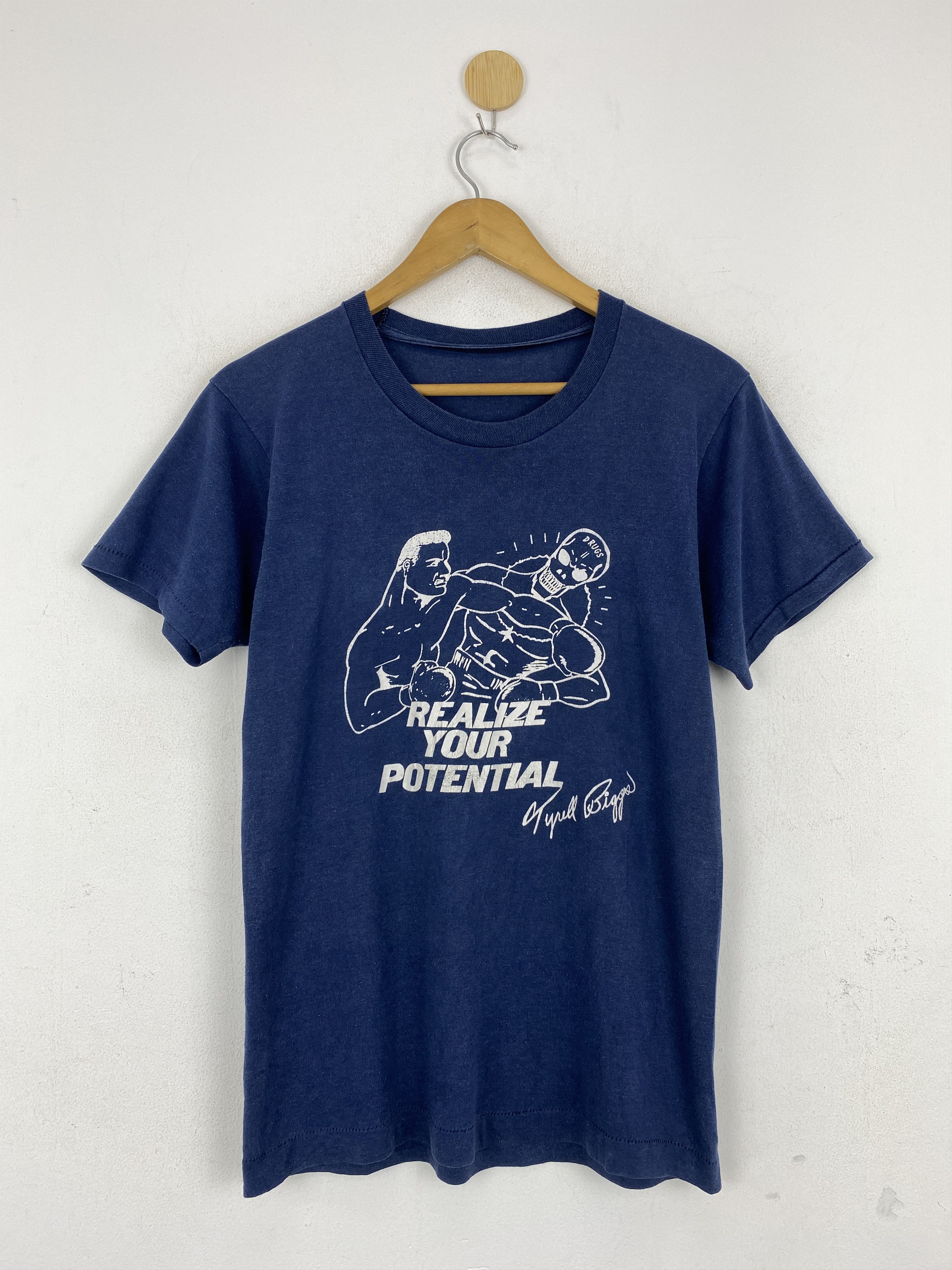Vintage Vintage 80s Tyrell Biggs American Boxing Fighter Tee TA0569 Size US XS / EU 42 / 0 - 1 Thumbnail