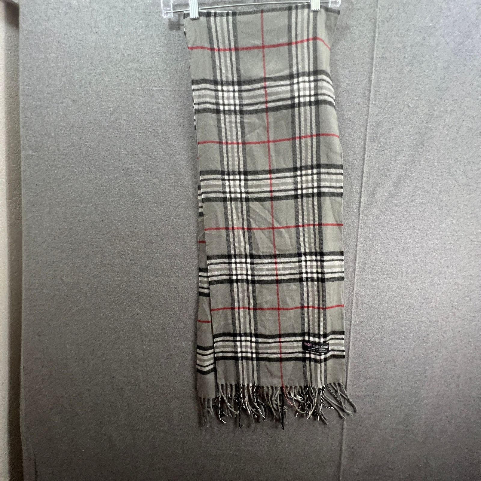 Other 100% Cashmere Gray Checked Scarf made in Scotland Size ONE SIZE - 2 Thumbnail