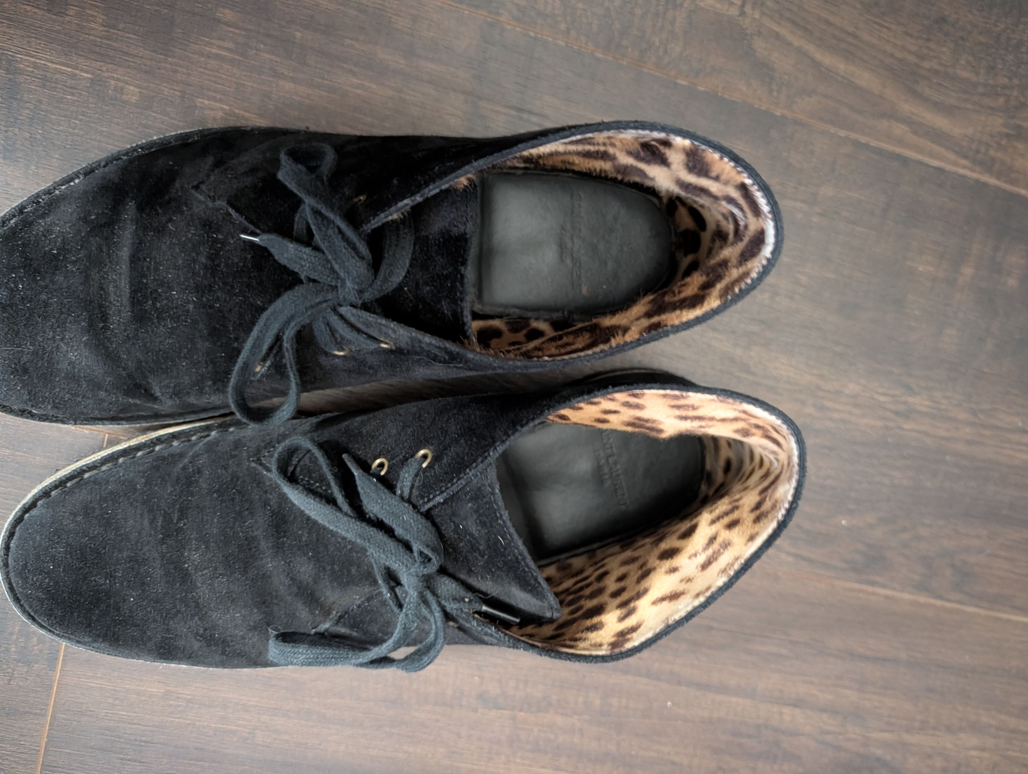 Saint Laurent Paris HEDI Black Suede Leopard Pony Hair Lined Chukka Boots Size US 9 / EU 42 - 8 Thumbnail