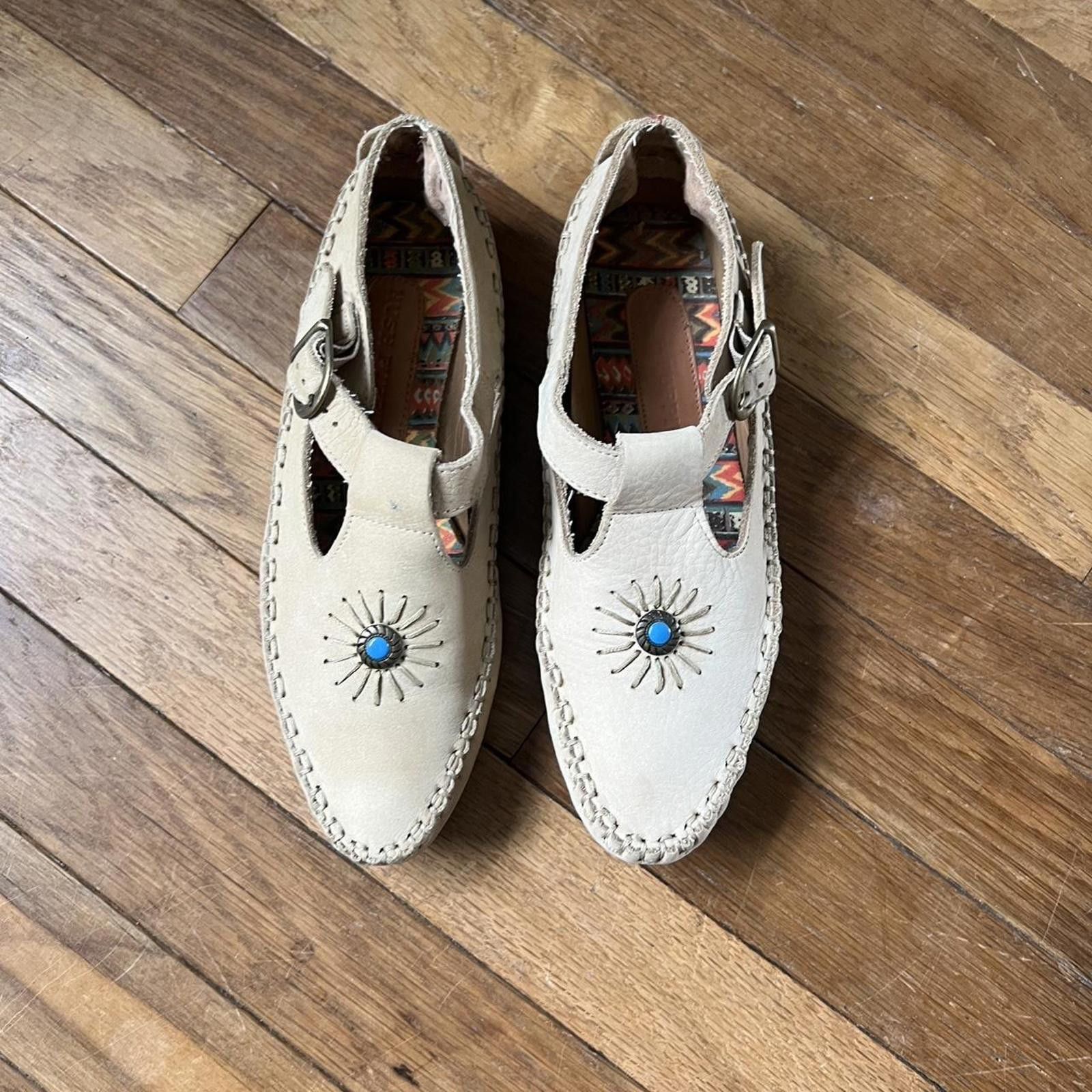 Hush Puppies Boho leather moccasins with turquoise detail Size US 6 / IT 36 - 2 Thumbnail