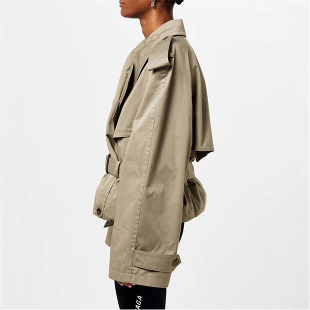 Balenciaga o1g2r1mq0924 Folded Trench Coat in Sand Beige Size XS / US 0-2 / IT 36-38 - 4 Thumbnail