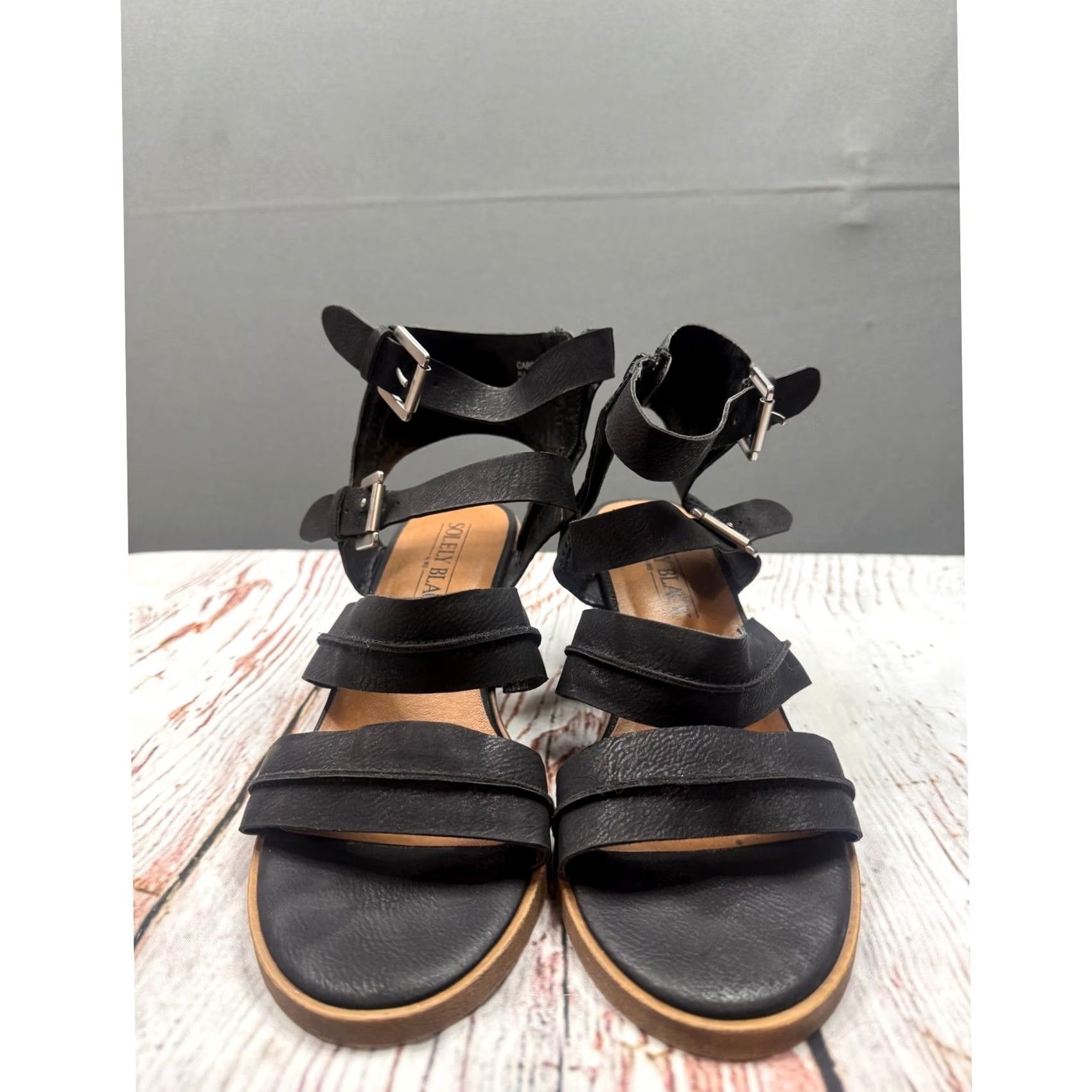 Vintage Solely Black Cabrial Sandals Women Black Gladiator Strappy Block Heel Size 9M Size US 9 / IT 39 - 6 Thumbnail