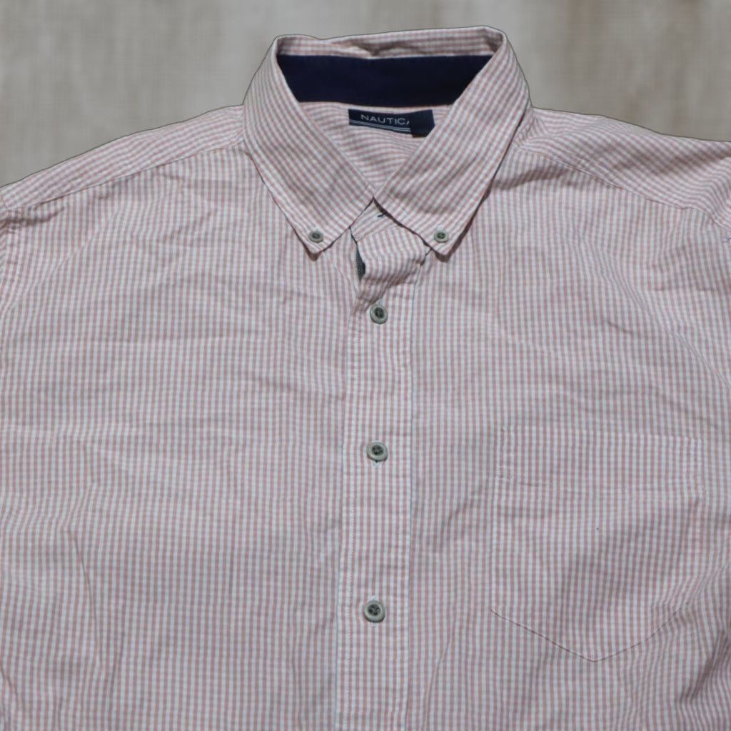 Nautica Nautica Shirt Orange Checkered Button-Up Short Sleeve Men's L Large Size US L / EU 52-54 / 3 - 1 Thumbnail