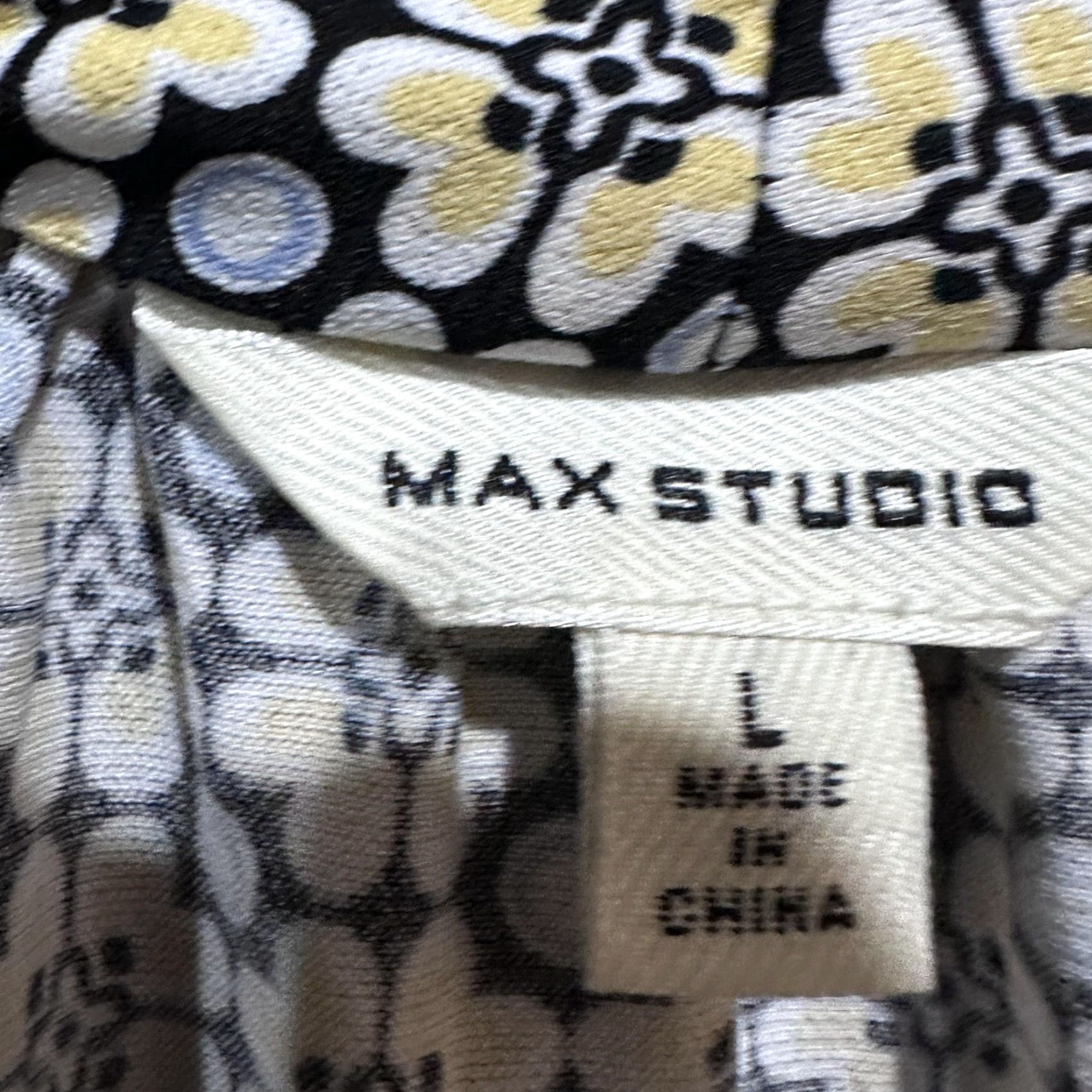 Vintage Max Studio Blouse Womens L Blue Yellow Sleeveless Cowl Neck Bohemian Geometric Stripe Pattern Regular Womens Size L / US 10 / IT 46 - 4 Thumbnail