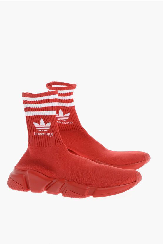 image of Balenciaga Og1Mm0424 Adidas Logo Print Sneakers In Red, Men's (Size 10)