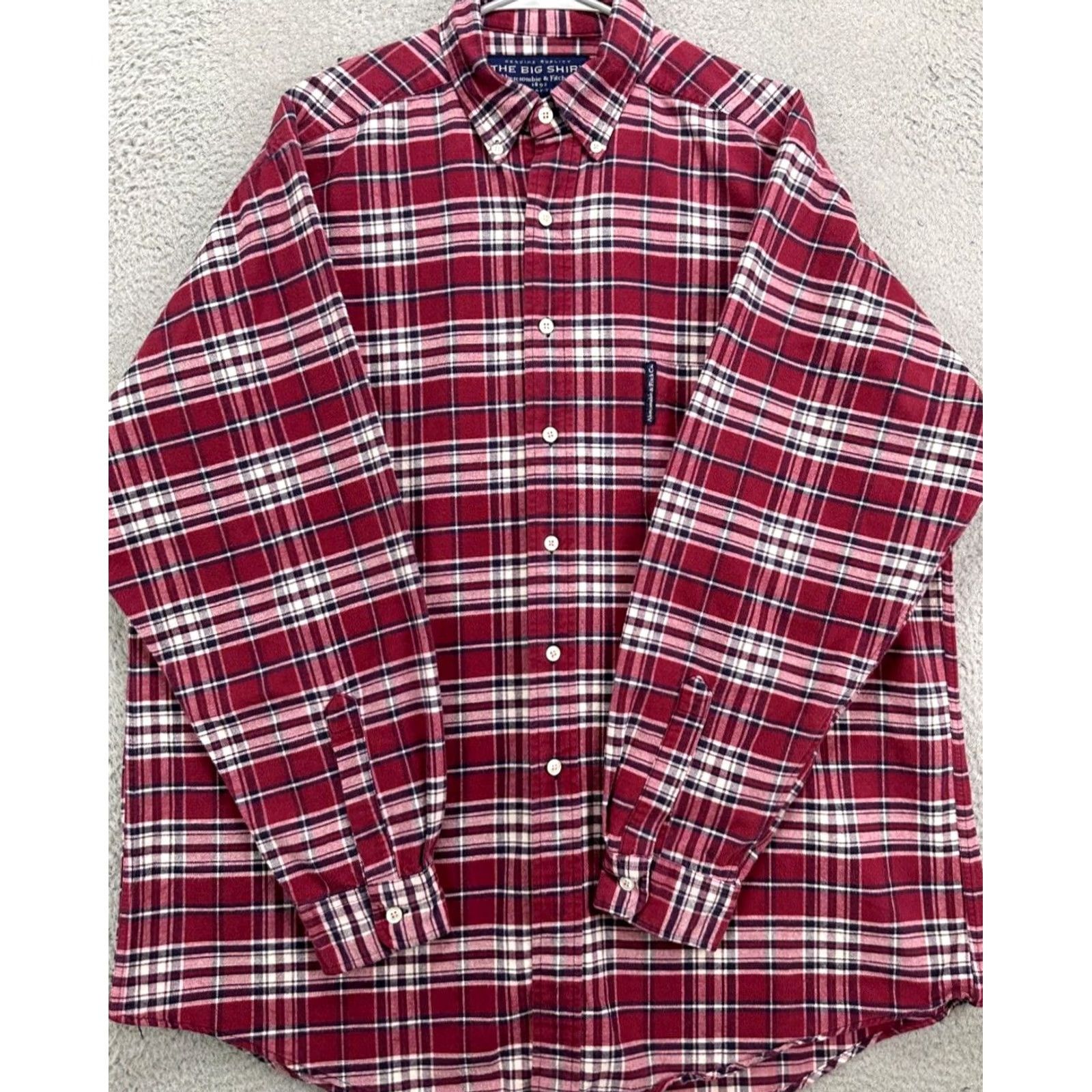 Abercrombie & Fitch Abercrombie Fitch Shirt Mens Medium Red Plaid The Big Shirt Oversized Flannel Size US M / EU 48-50 / 2 - 4 Thumbnail