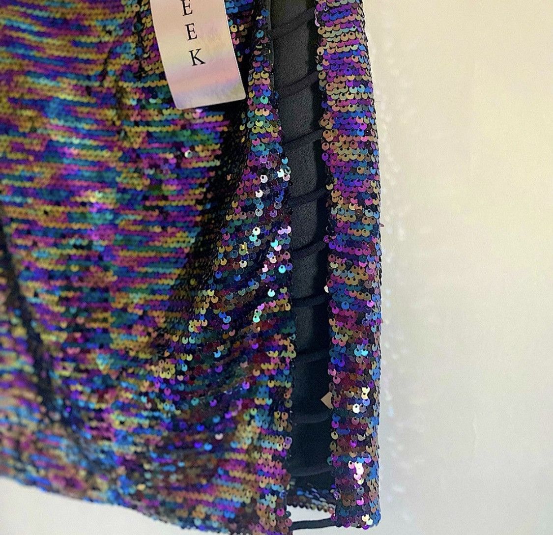Other GORGEOUS SPARKLY SEQUIN SIDE LADDER CUTOUT MINI SKIRT SZ S Size 26" / US 2 / IT 38 - 9 Thumbnail