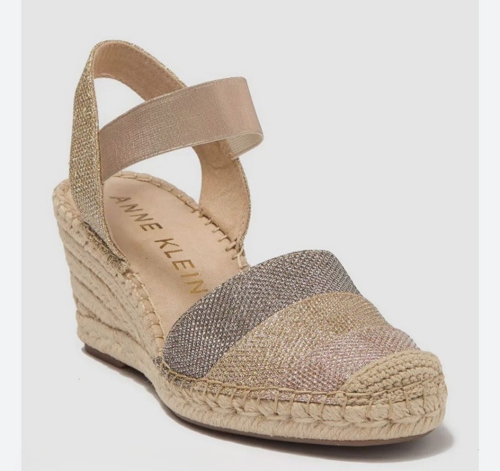 The Unbranded Brand Anne Klein Metallic & Leather Aleahia Espadrille Size 8M Size US 8 / IT 38 - 1 Thumbnail