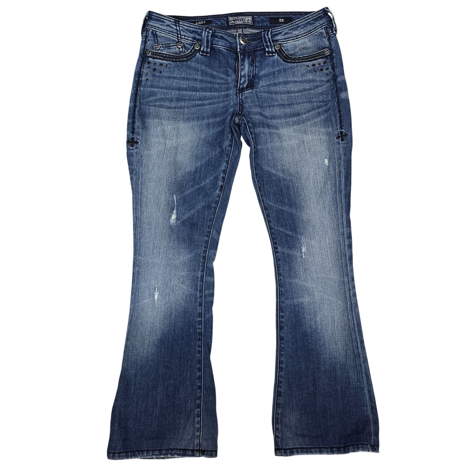 Affliction Affliction ZIGGY Embellished Jeans Size 29 Flare Low Rise Size 29" - 4 Thumbnail