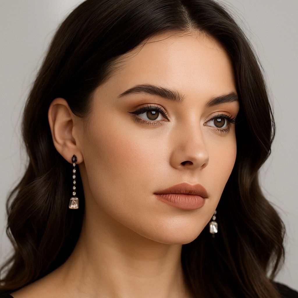 Other Black Rhinestone Drop Earrings Silver Crystal Dangle Size ONE SIZE - 1 Thumbnail