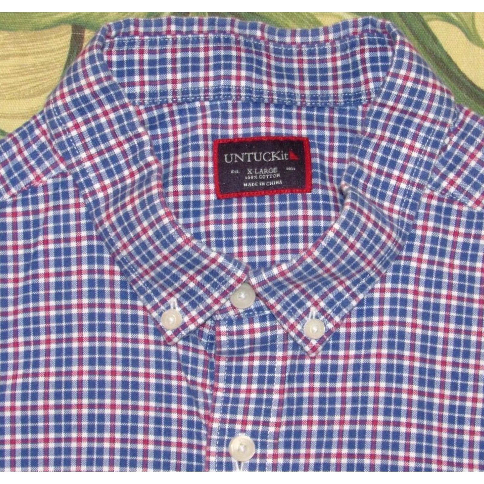 UNTUCKit UNTUCKIT Blue Plaid Long Sleeve Button Down Shirt XL Mens Size US XL / EU 56 / 4 - 2 Thumbnail
