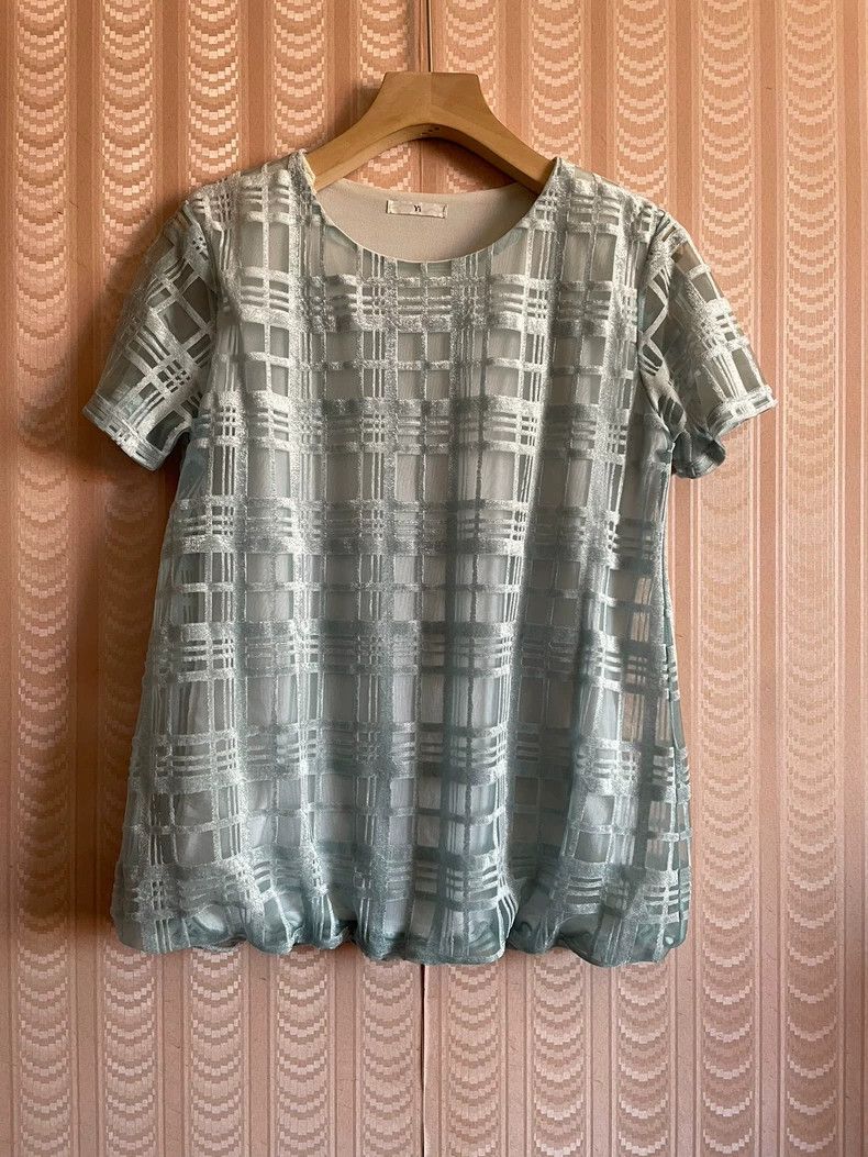 Y's Y's size os Double Velvet Blue and Green Plaid Short Sleeve Size US M / EU 48-50 / 2 - 1 Thumbnail