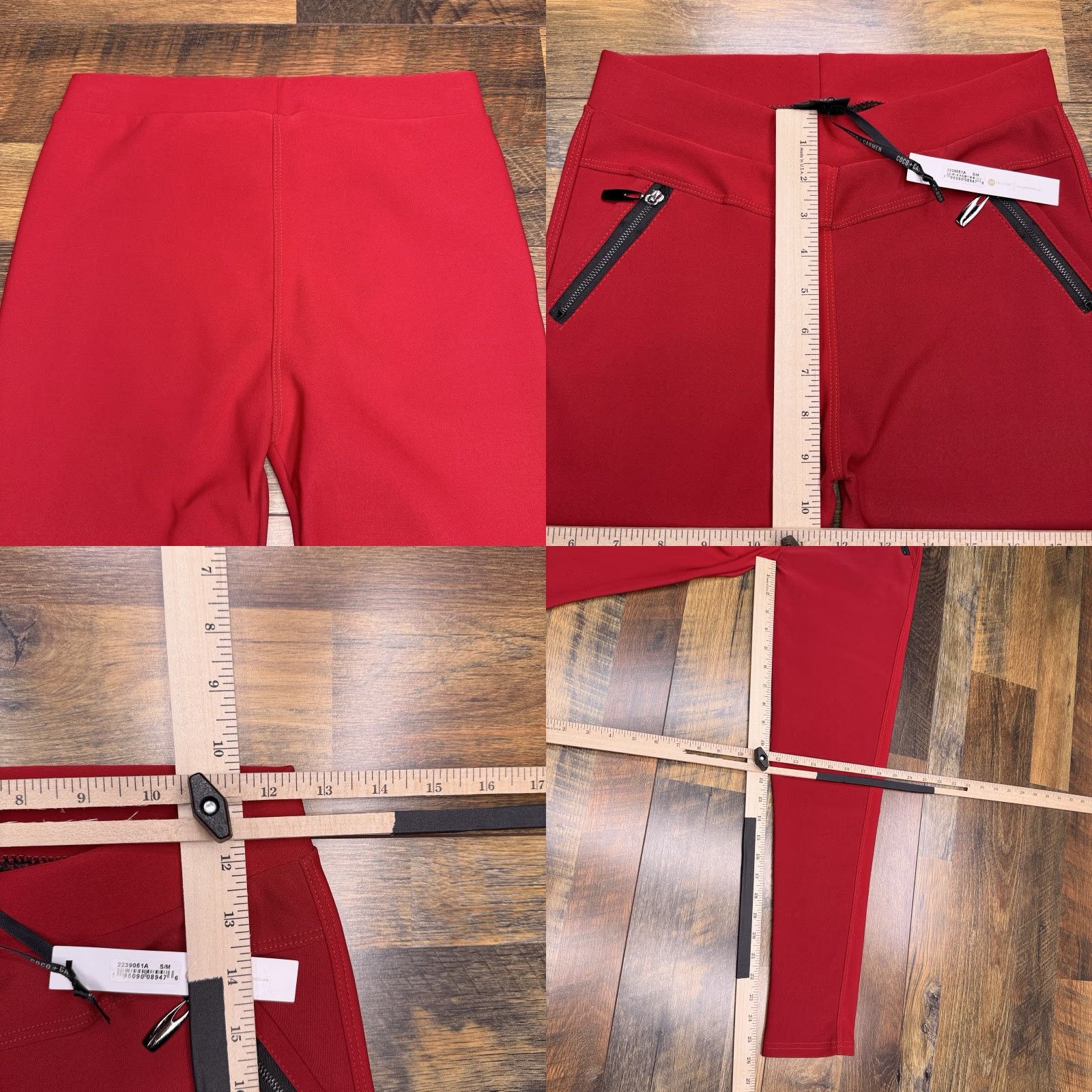 Vintage Coco Carmen Leggings Womens Small Red Mid Rise Stretch Zippers New Size 28" / US 6 / IT 42 - 8 Thumbnail
