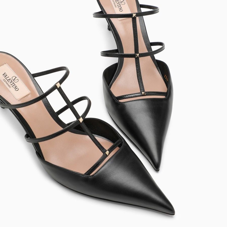 Valentino o1d2blof1024 Leather High Mules in Black Size US 6.5 / IT 36.5 - 5 Thumbnail