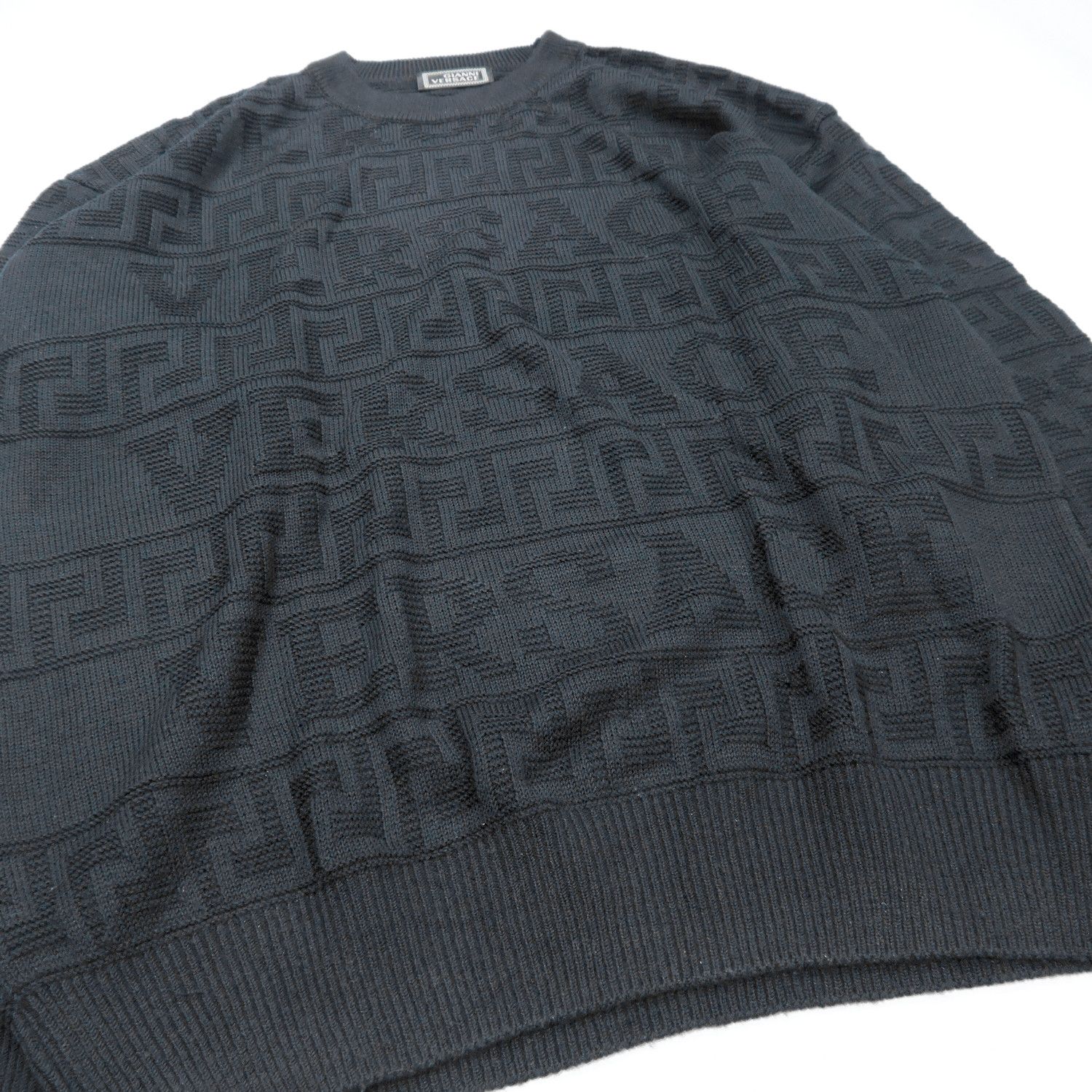 Versace BIG SPELL LOGO MONOGRAM LONG-SLEEVED KNIT SWEATER Size US M / EU 48-50 / 2 - 6 Thumbnail