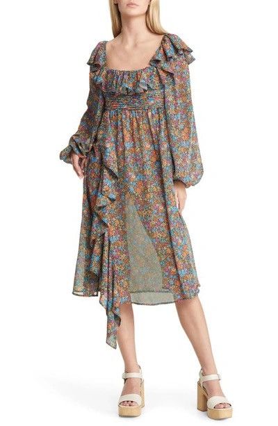 For Love & Lemons For love and Lemons Brittany Floral Print Long Sleeve Dress Size XS / US 0-2 / IT 36-38 - 1 Thumbnail